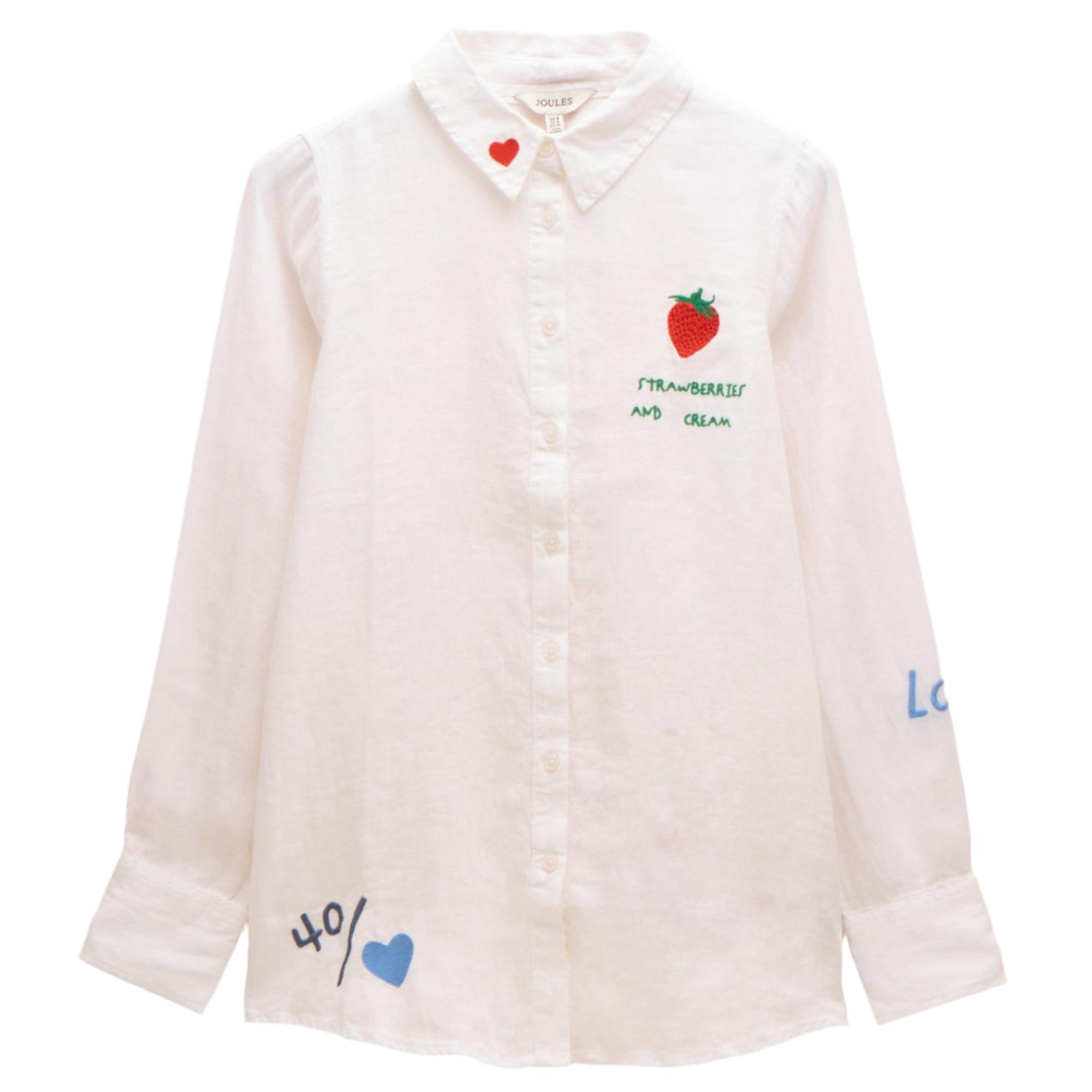 Product image 1 of 9 of Joules Women's Set Match Tennis Theme 100% Linen Shirt - Chalk