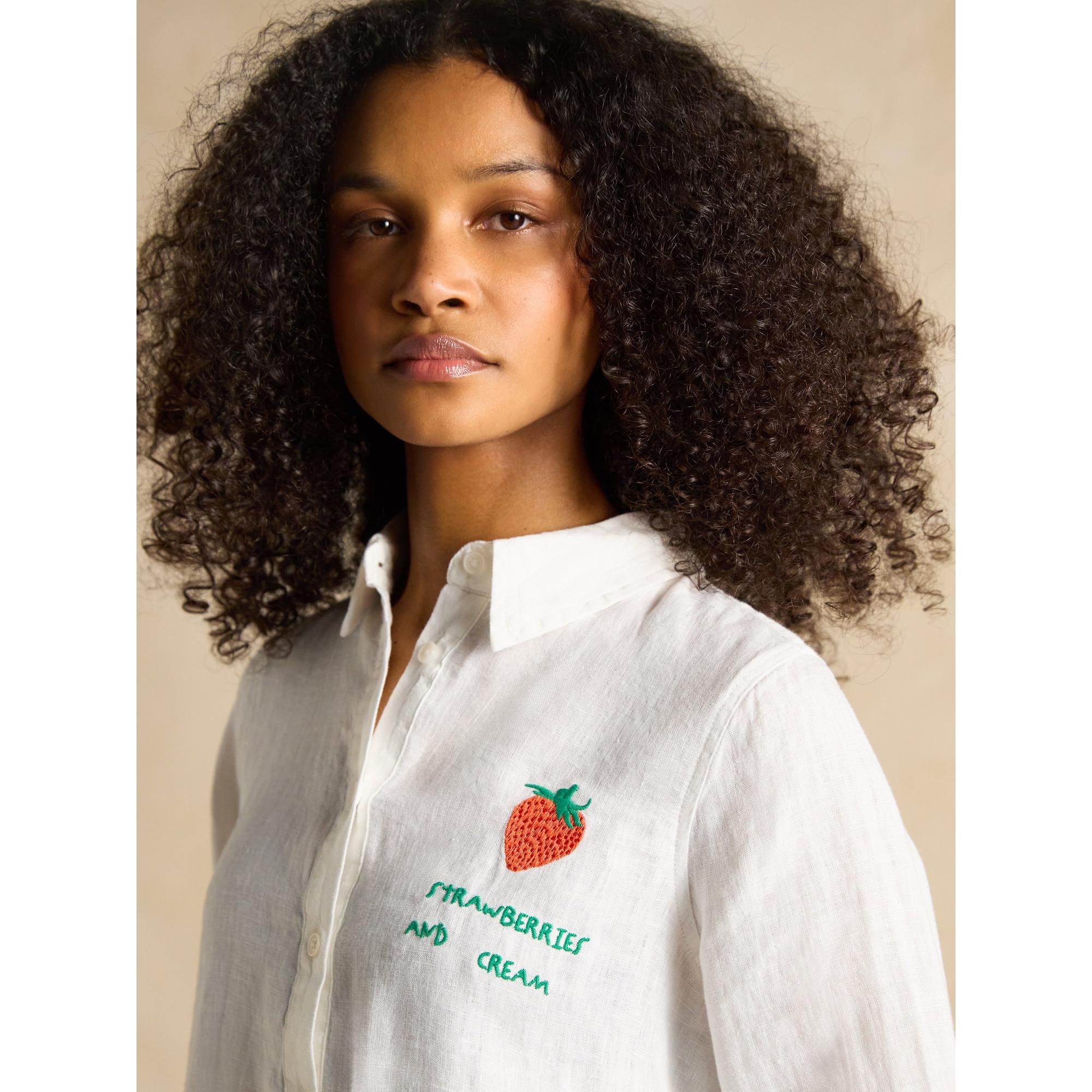 Product image 7 of 9 of Joules Women's Set Match Tennis Theme 100% Linen Shirt - Chalk