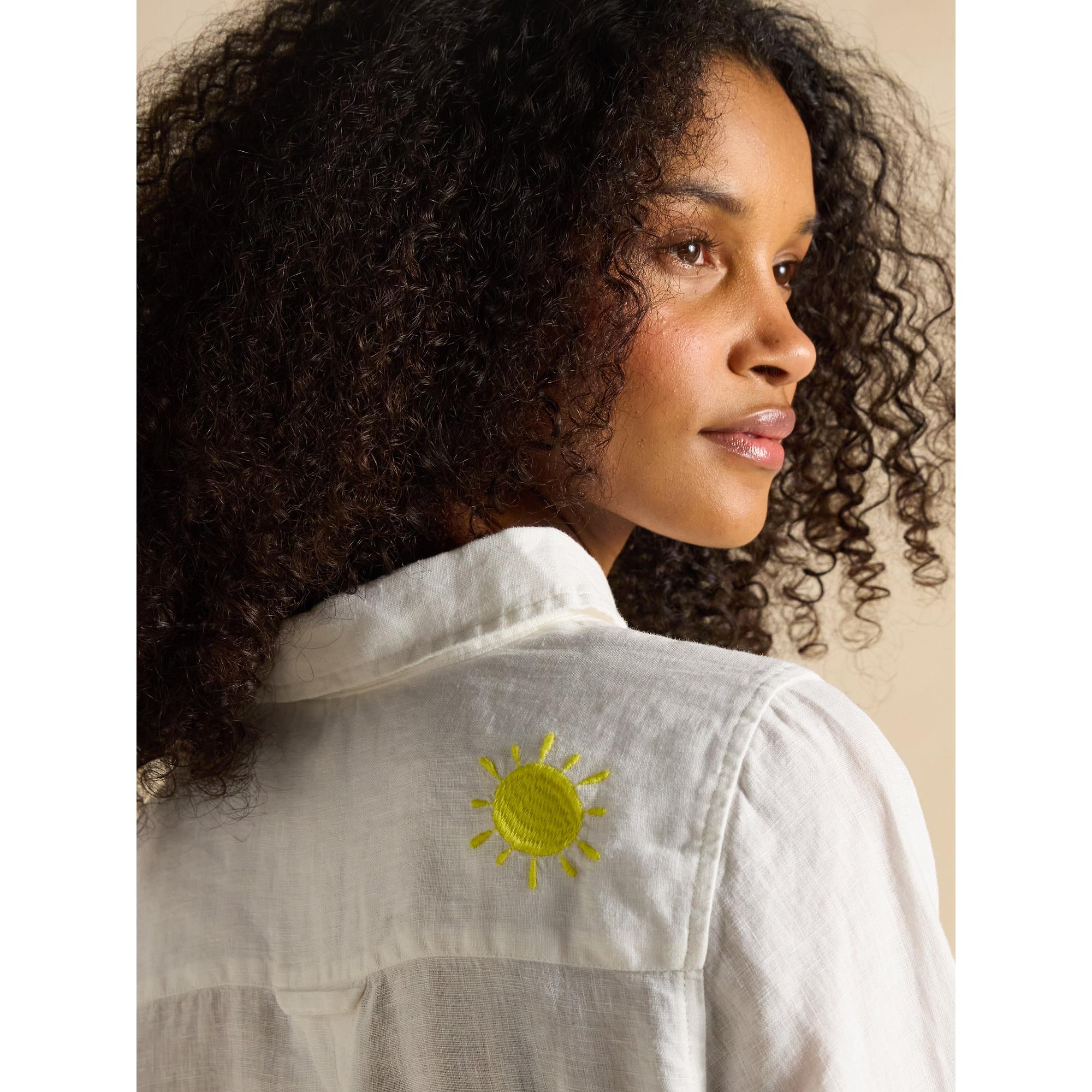 Product image 8 of 9 of Joules Women's Set Match Tennis Theme 100% Linen Shirt - Chalk