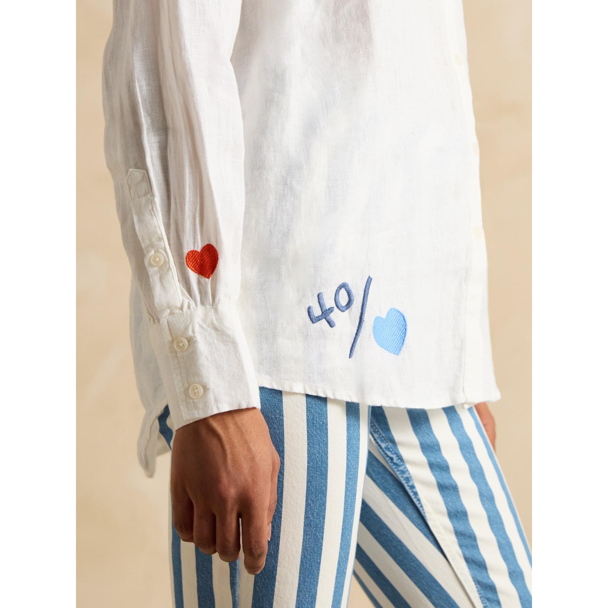 Product image 5 of 9 of Joules Women's Set Match Tennis Theme 100% Linen Shirt - Chalk