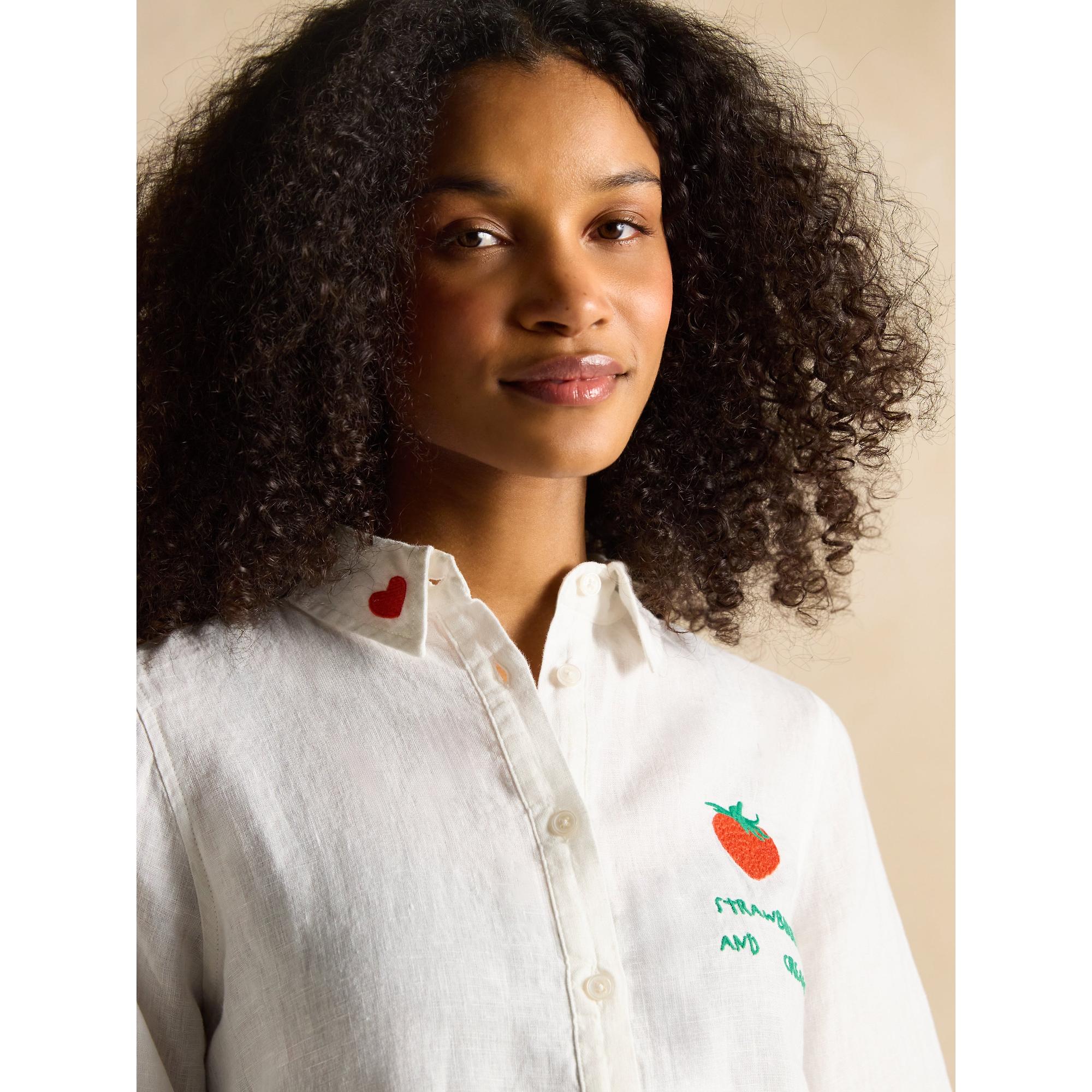 Product image 9 of 9 of Joules Women's Set Match Tennis Theme 100% Linen Shirt - Chalk