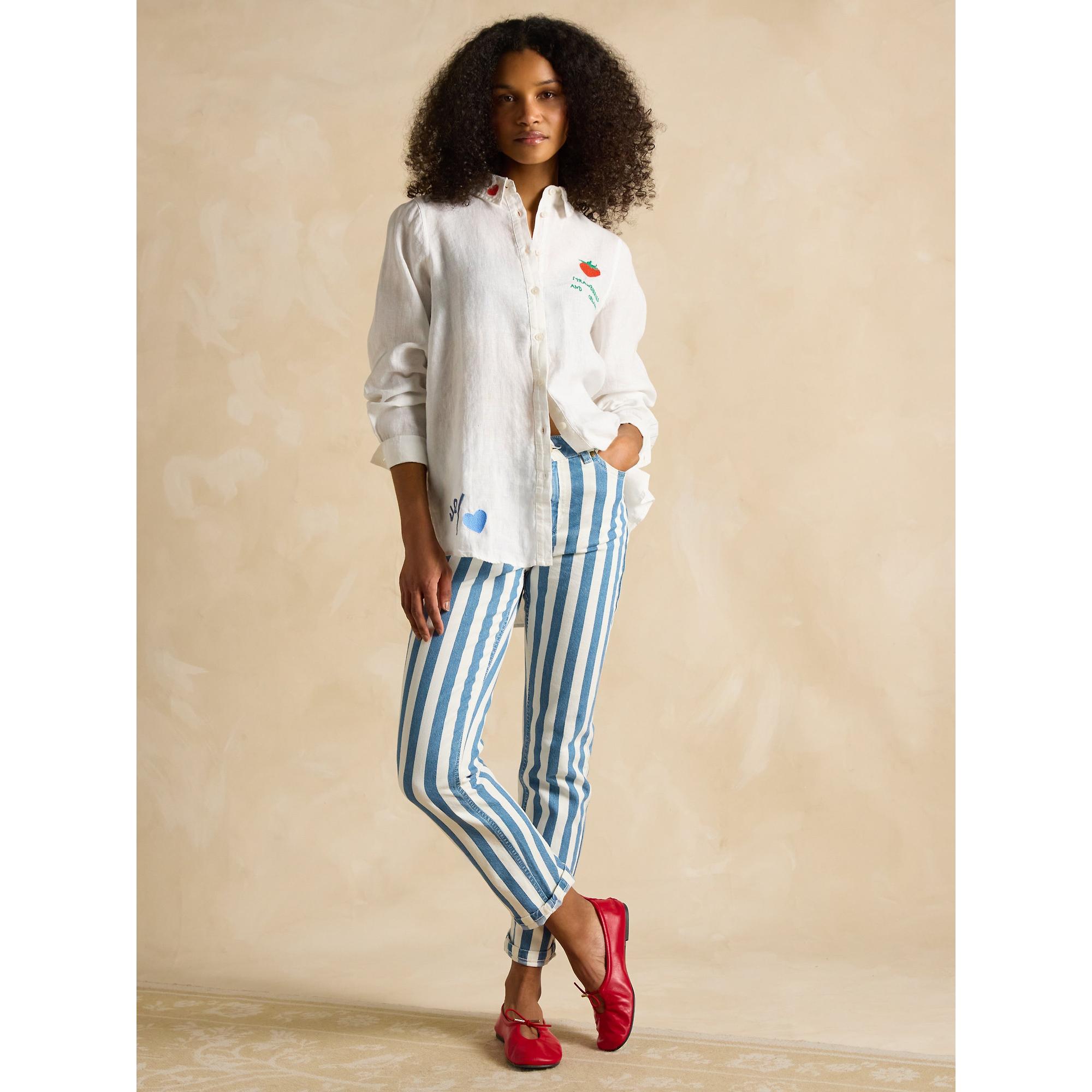 Product image 6 of 9 of Joules Women's Set Match Tennis Theme 100% Linen Shirt - Chalk