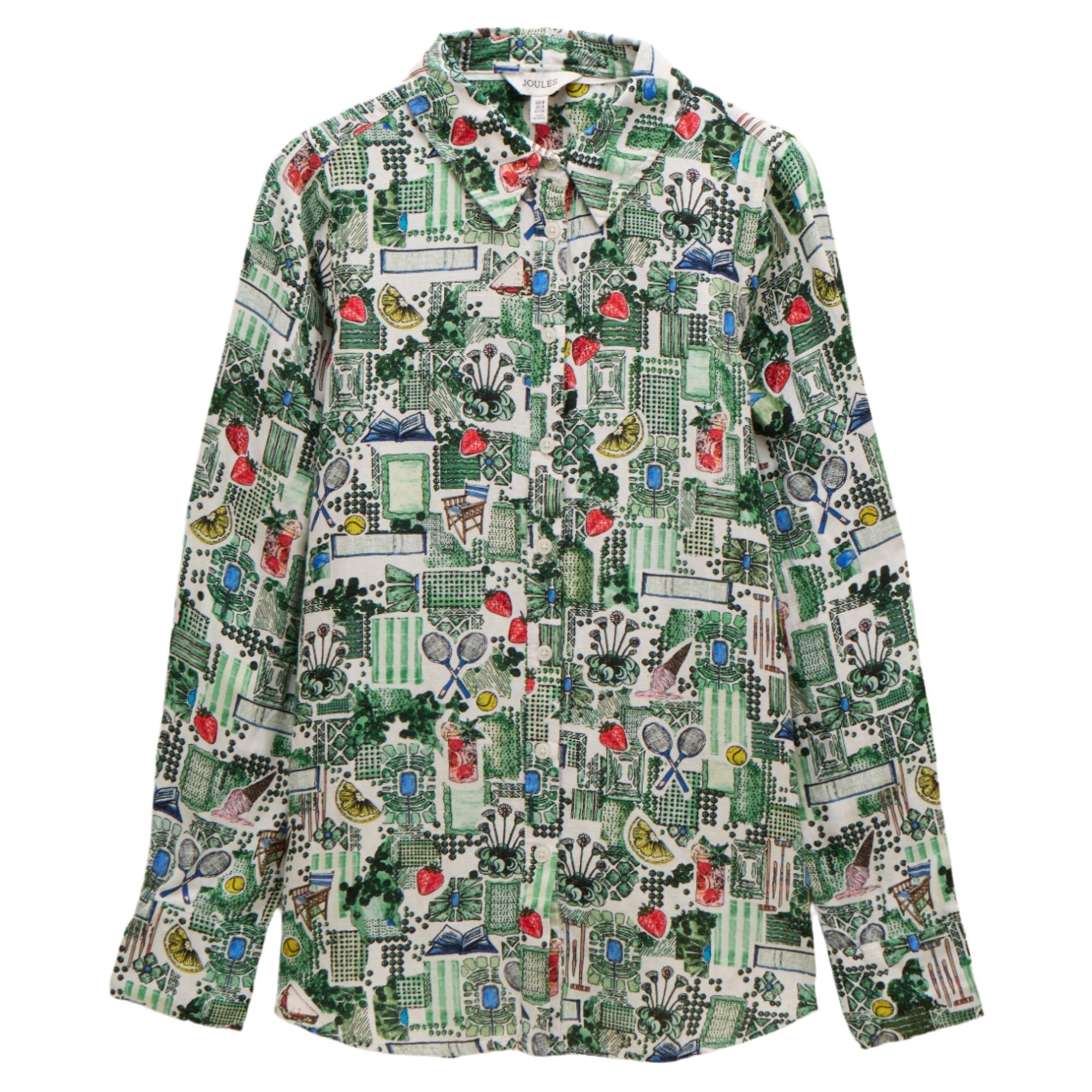 Product image 1 of 8 of Joules Women's Maeva 100% Linen Shirt - Tennis Print
