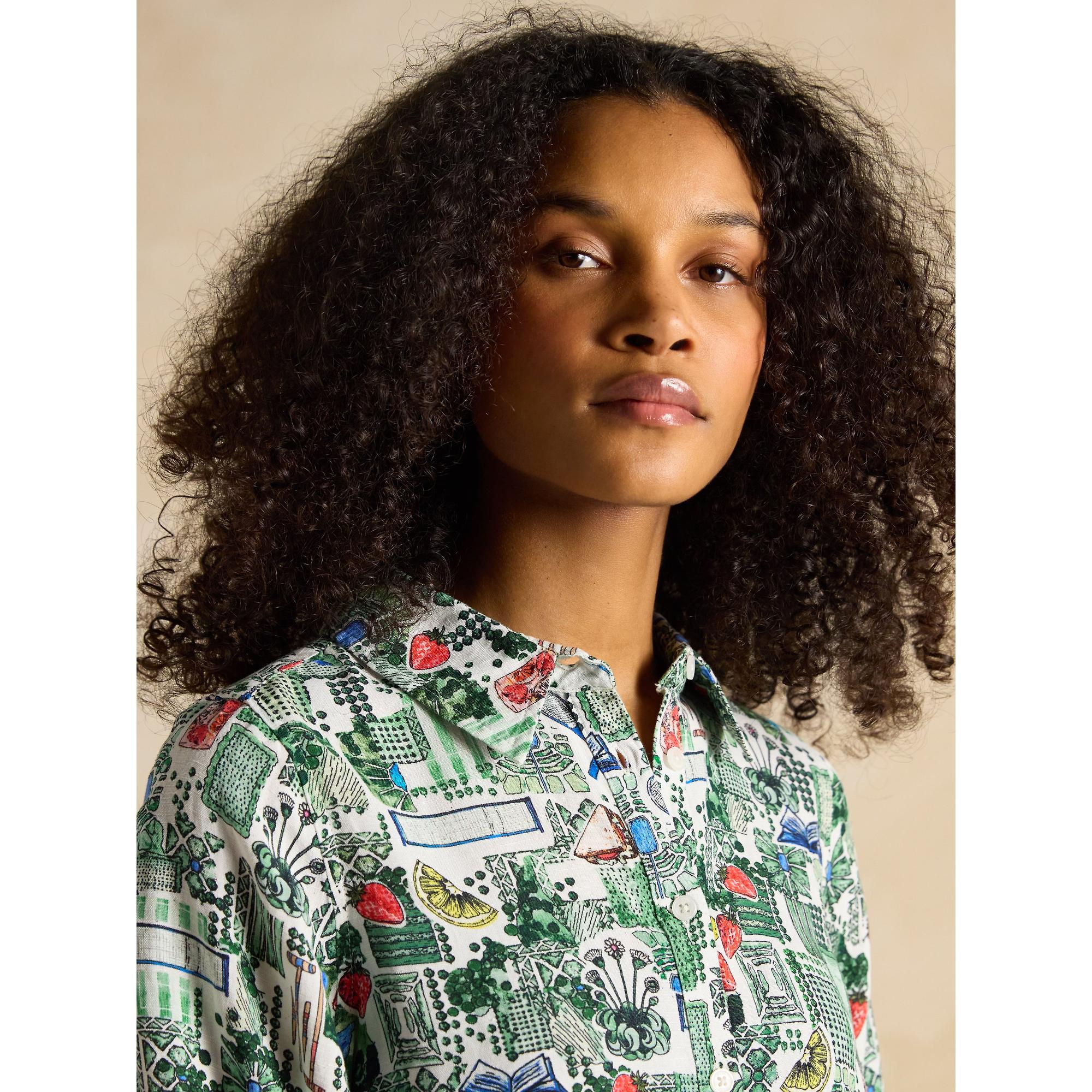 Product image 6 of 8 of Joules Women's Maeva 100% Linen Shirt - Tennis Print