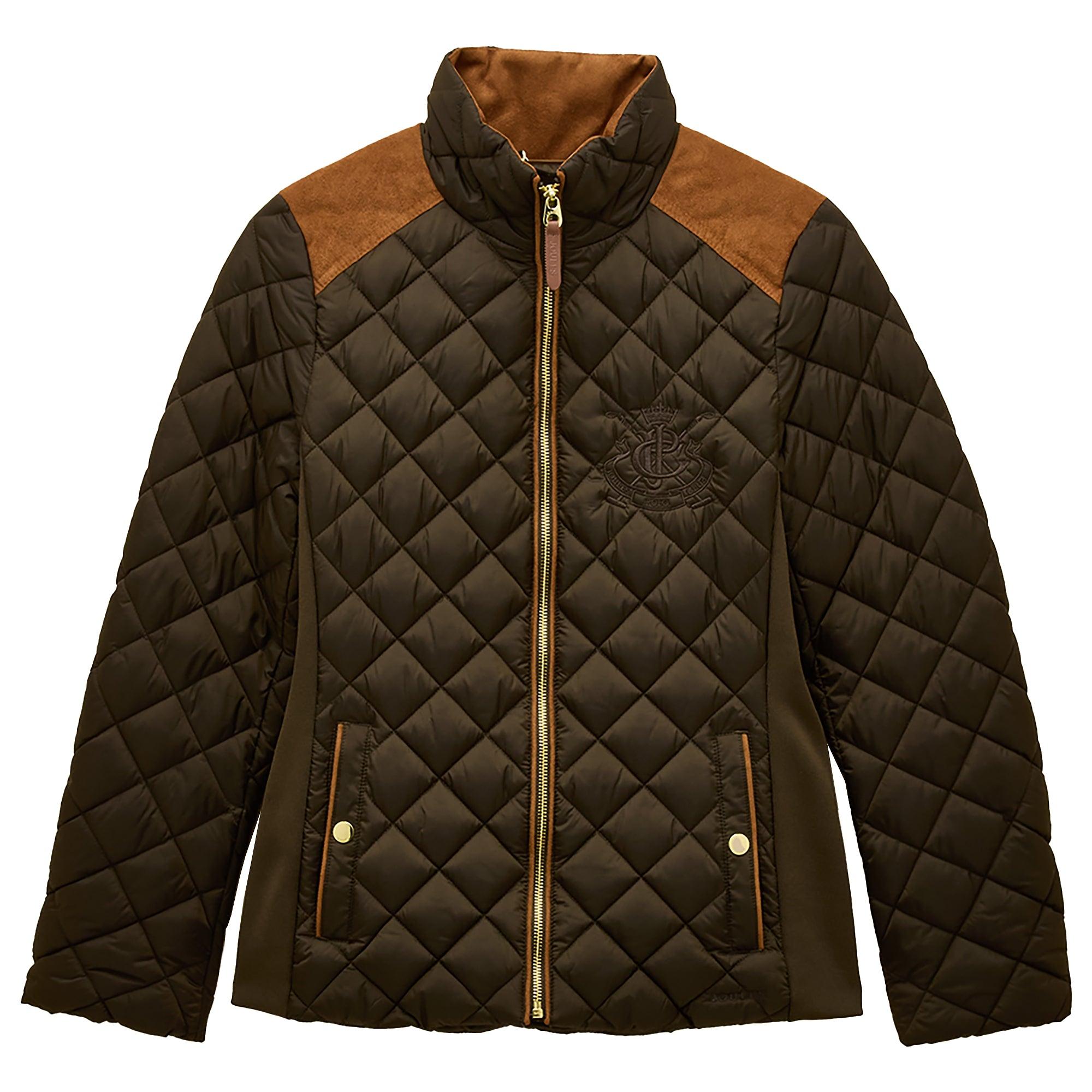 Product image 1 of 12 of Joules Women's Braemar Luxe Showerproof Diamond Quilted Coat - Khaki Green