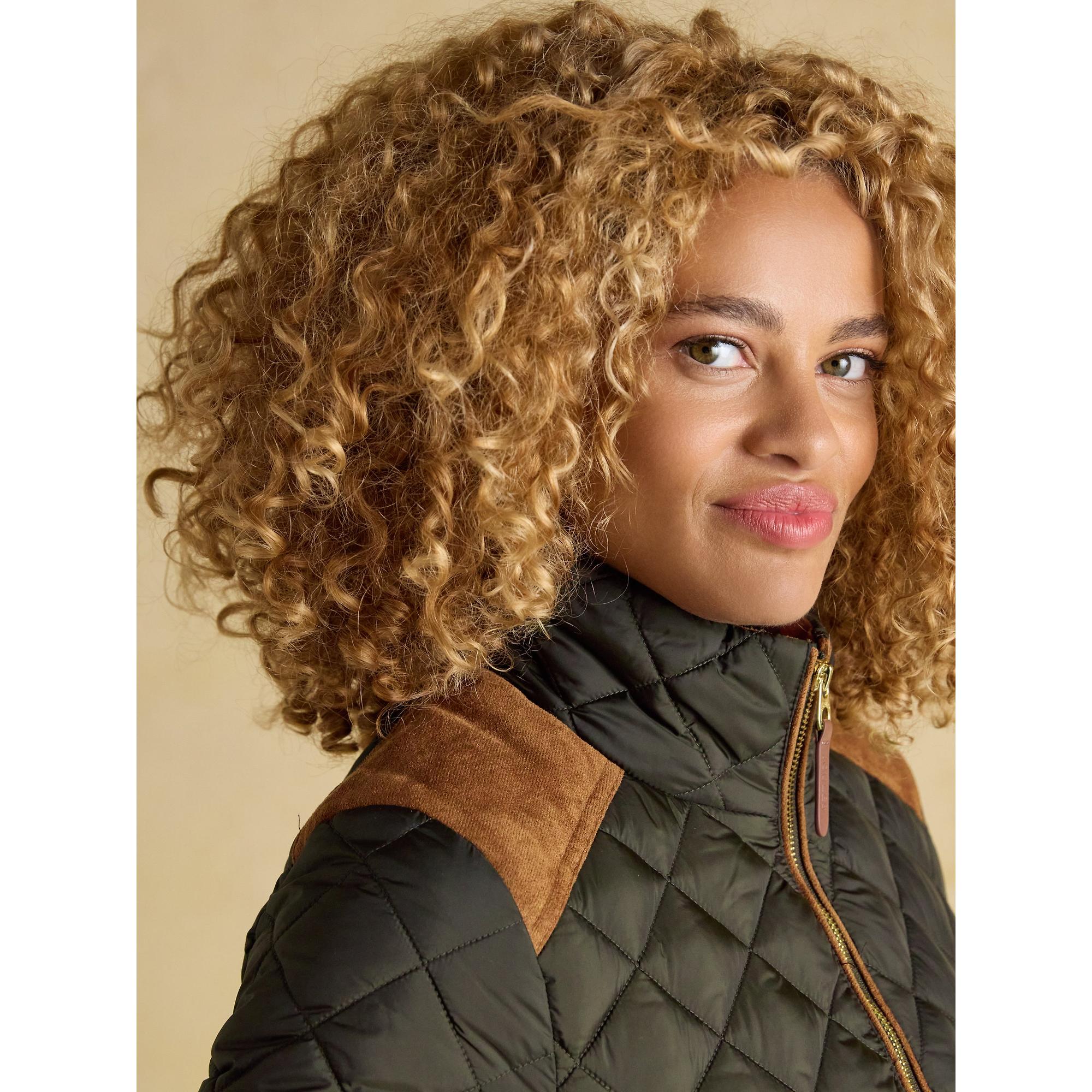 Product image 4 of 12 of Joules Women's Braemar Luxe Showerproof Diamond Quilted Coat - Khaki Green
