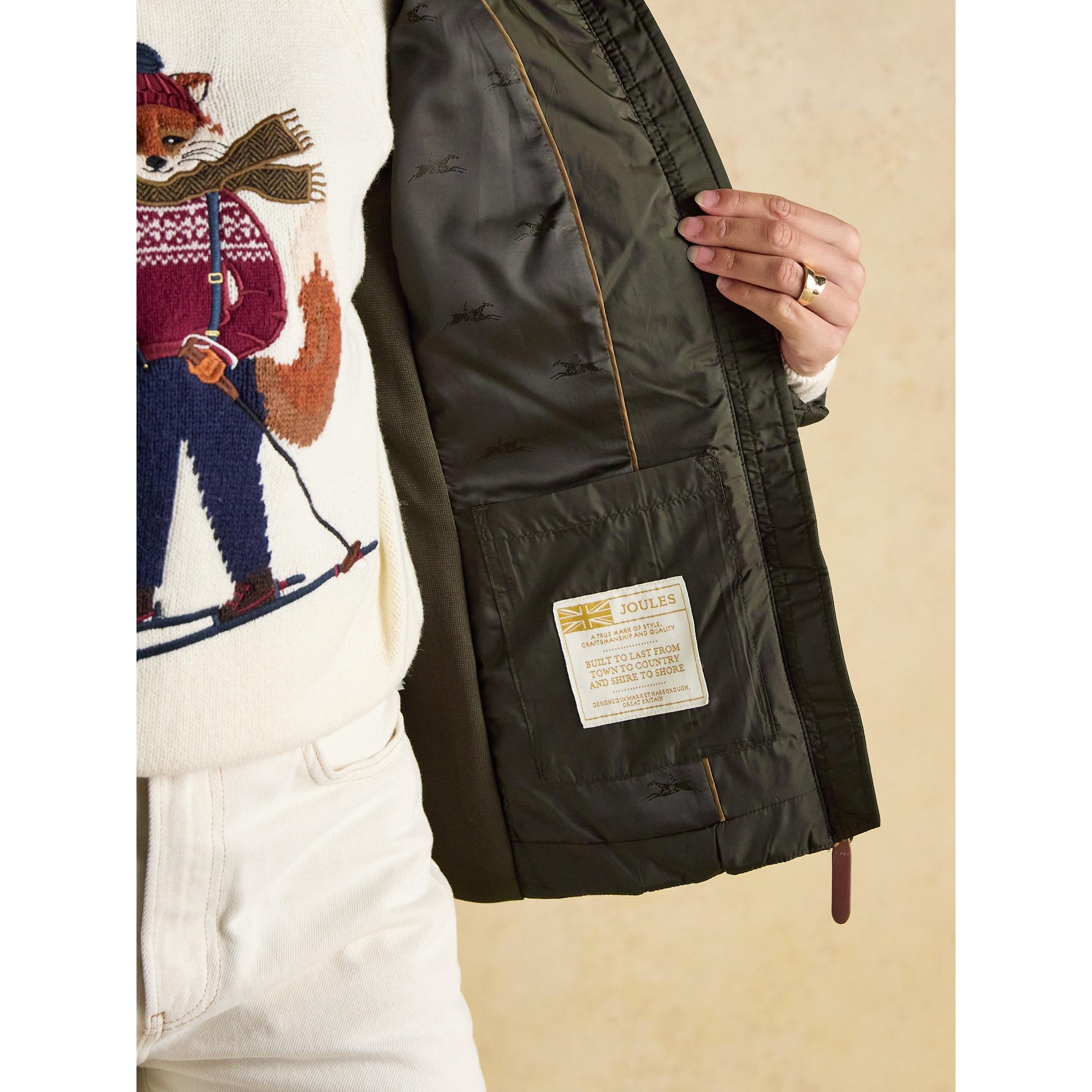 Product image 8 of 12 of Joules Women's Braemar Luxe Showerproof Diamond Quilted Coat - Khaki Green