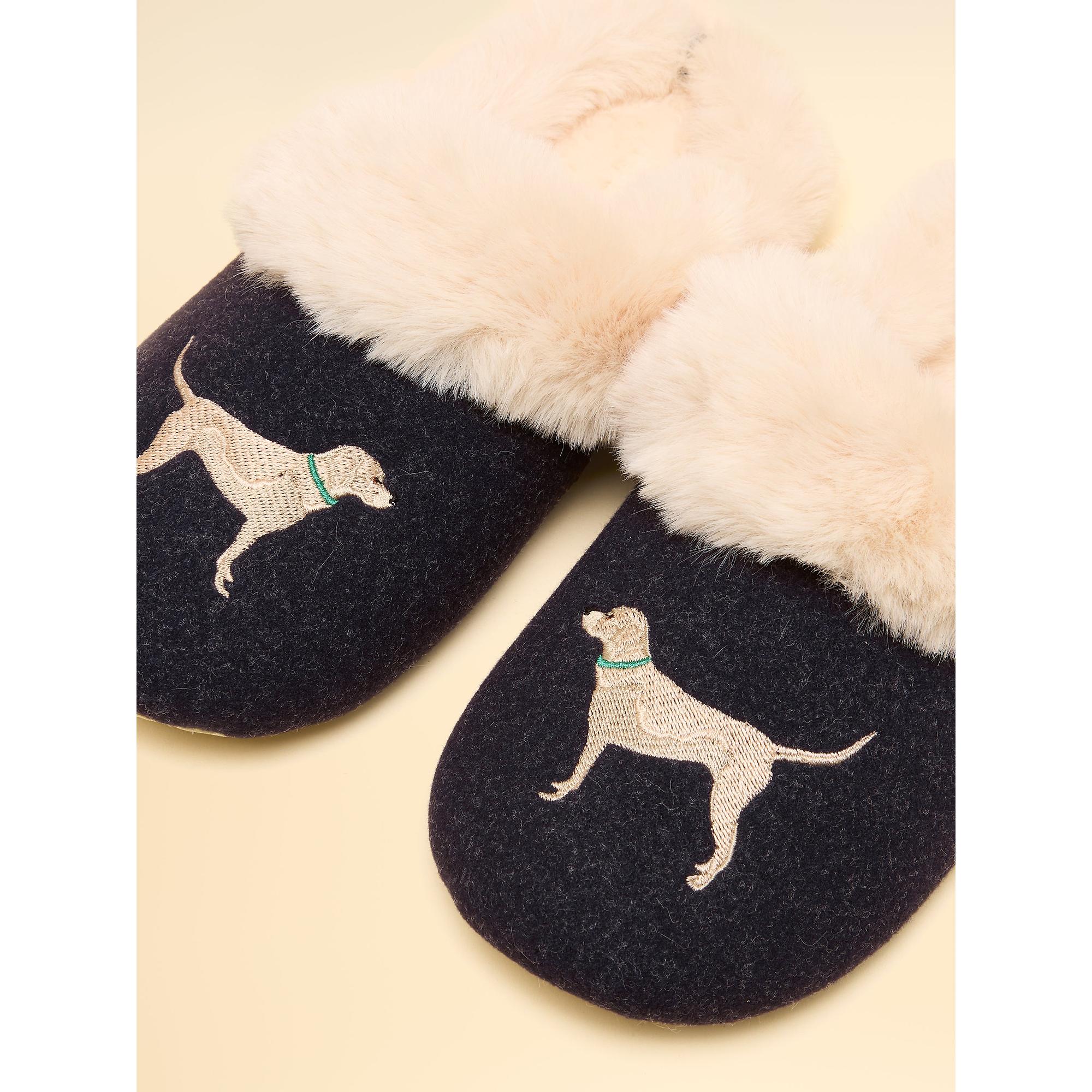 Product image 2 of 5 of Joules Women's Slippet Luxe Embroidered Slippers - Navy Labrador