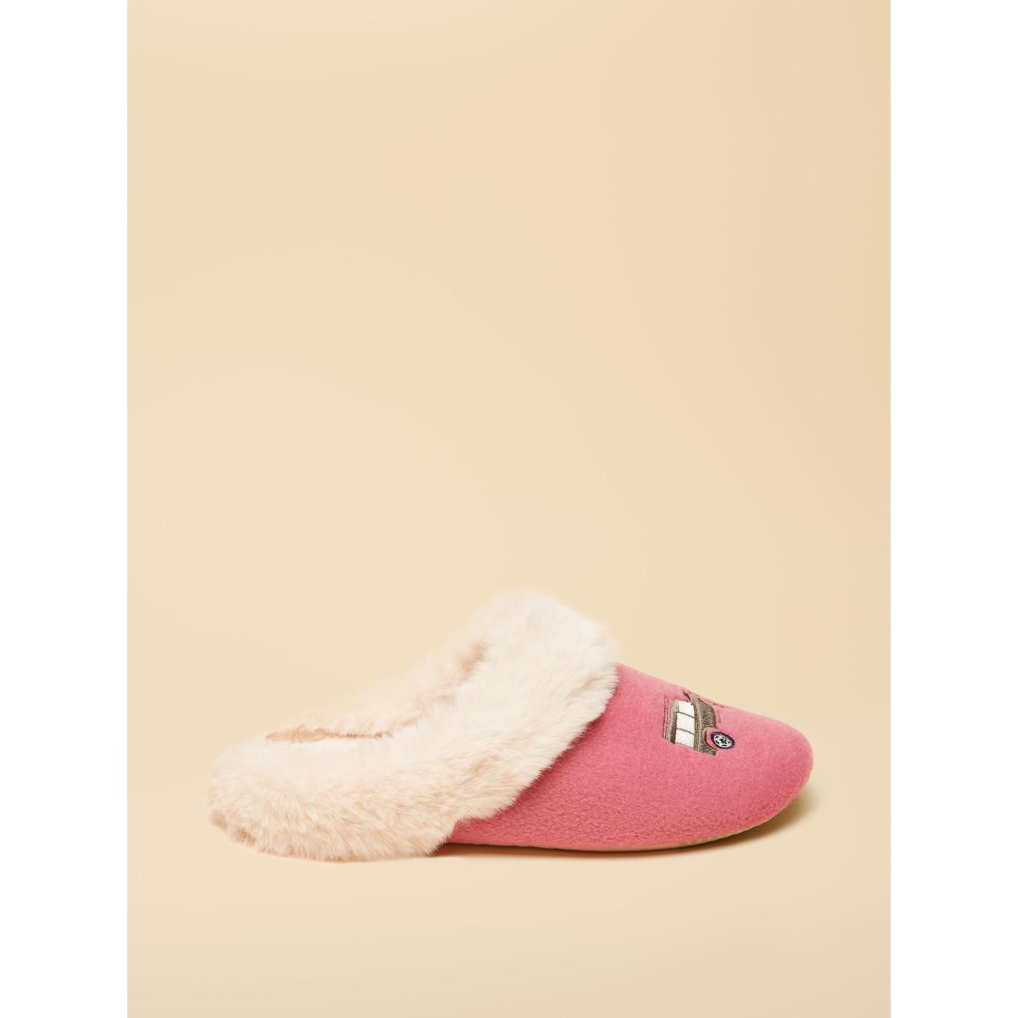 Product image 3 of 6 of Joules Women's Slippet Luxe Embroidered Slippers - Pink/Cream 4x4