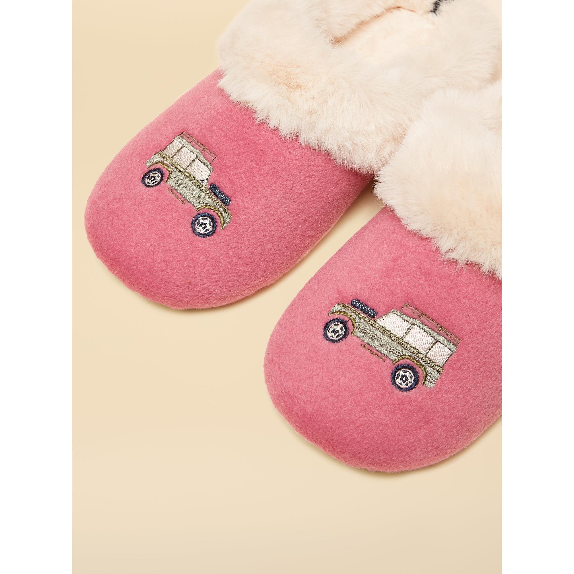 Product image 5 of 6 of Joules Women's Slippet Luxe Embroidered Slippers - Pink/Cream 4x4