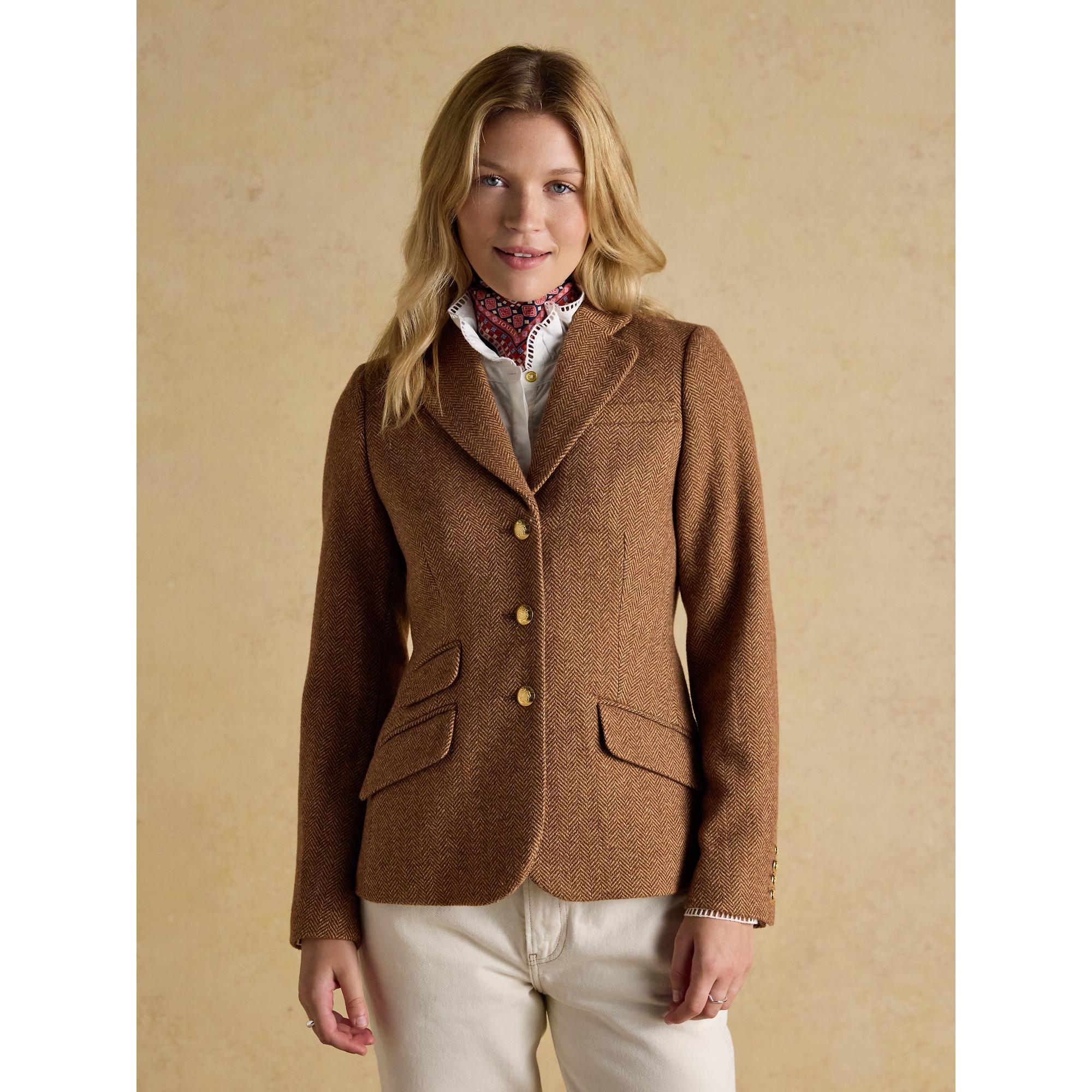 Product image 5 of 16 of Joules Women's Canterly Formal Tweed Suit Blazer - Brown Herringbone
