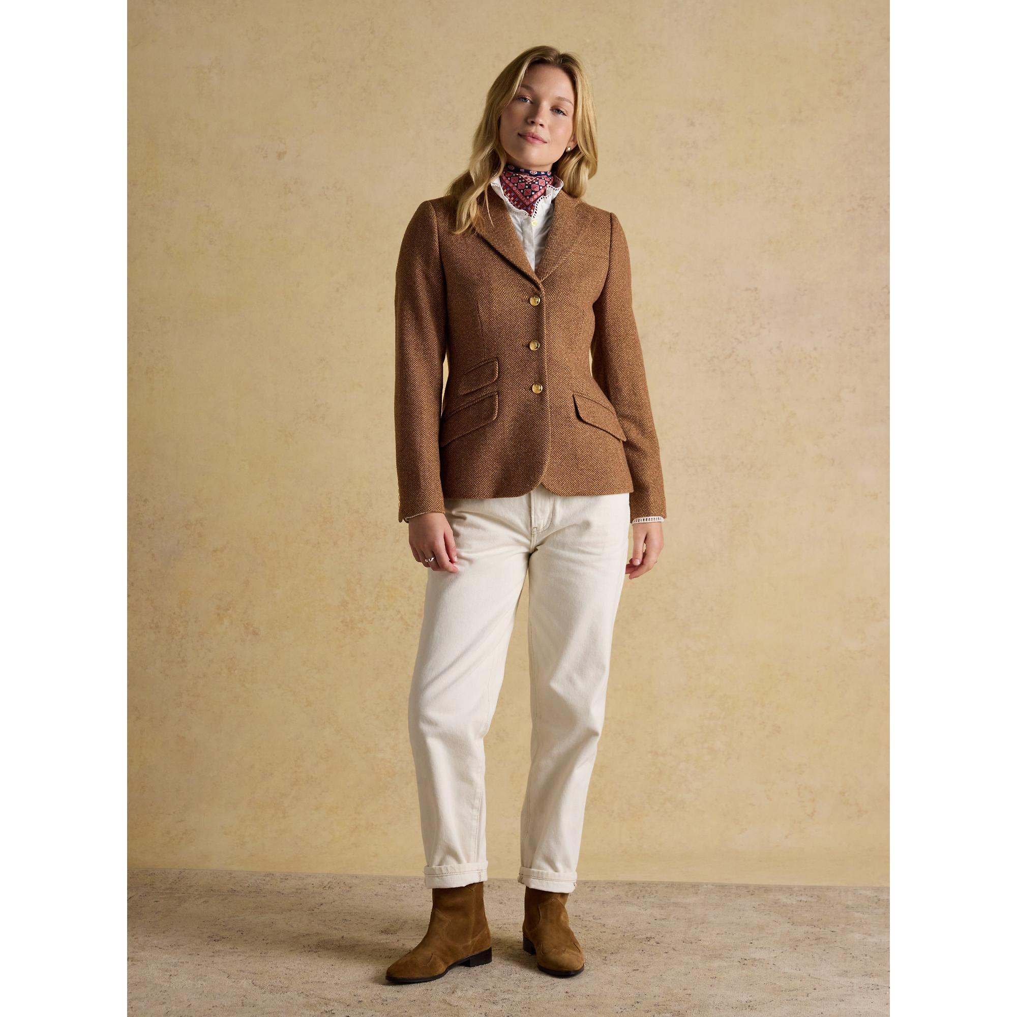 Product image 7 of 16 of Joules Women's Canterly Formal Tweed Suit Blazer - Brown Herringbone