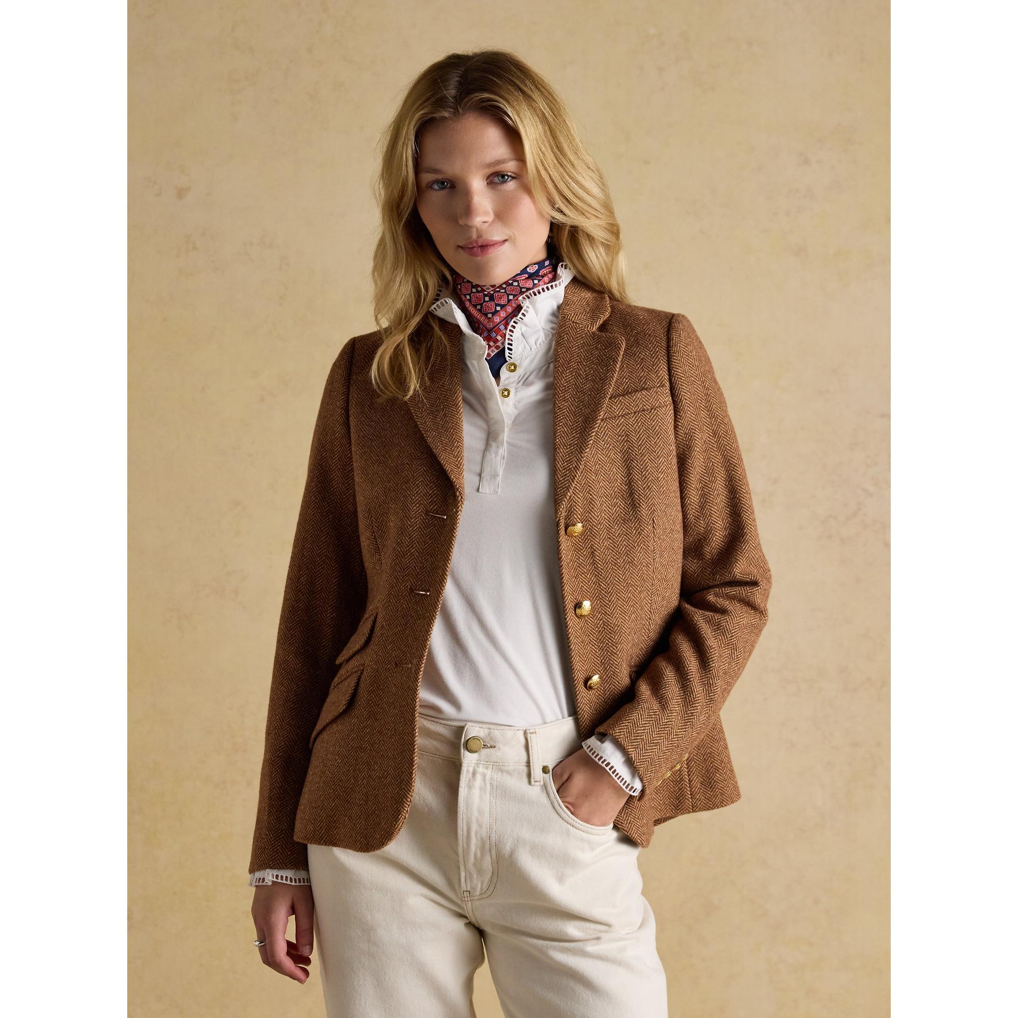 Product image 11 of 16 of Joules Women's Canterly Formal Tweed Suit Blazer - Brown Herringbone