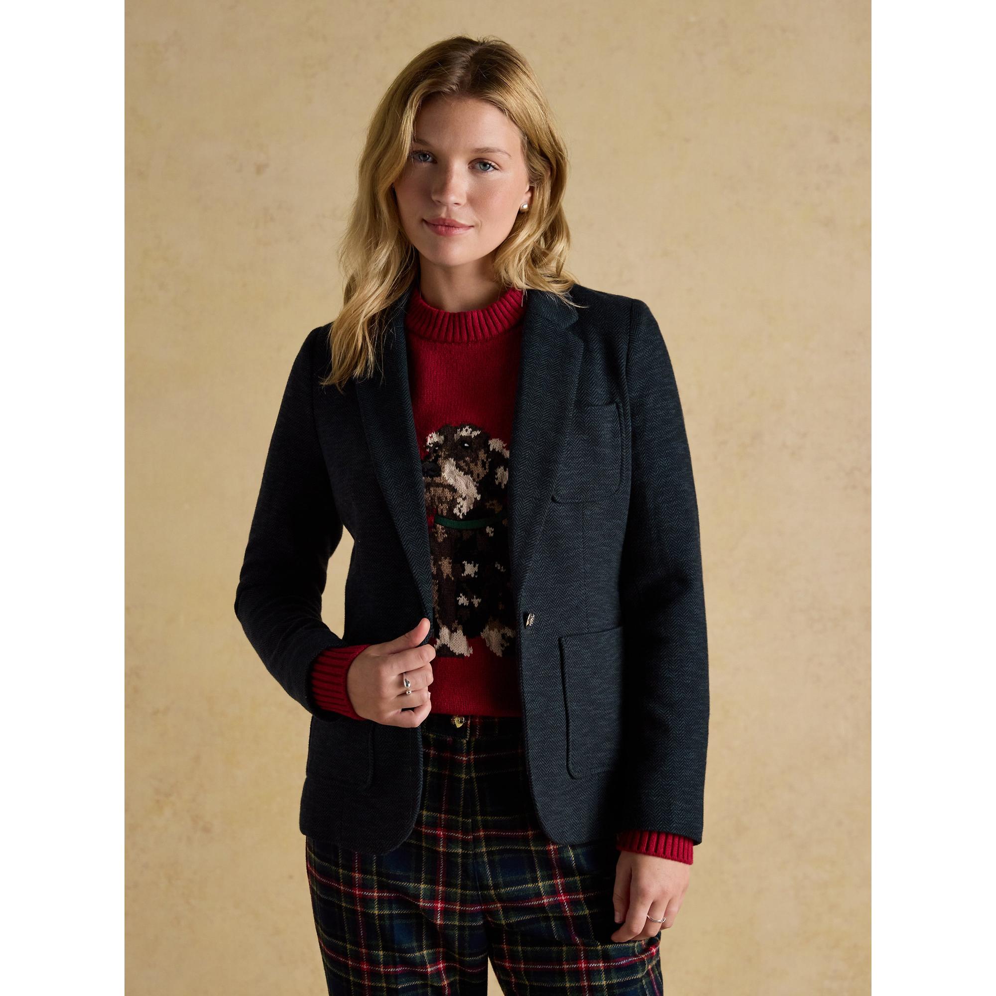 Product image 4 of 11 of Joules Women's Albury Herringbone Jersey Tweed Blazer - Navy