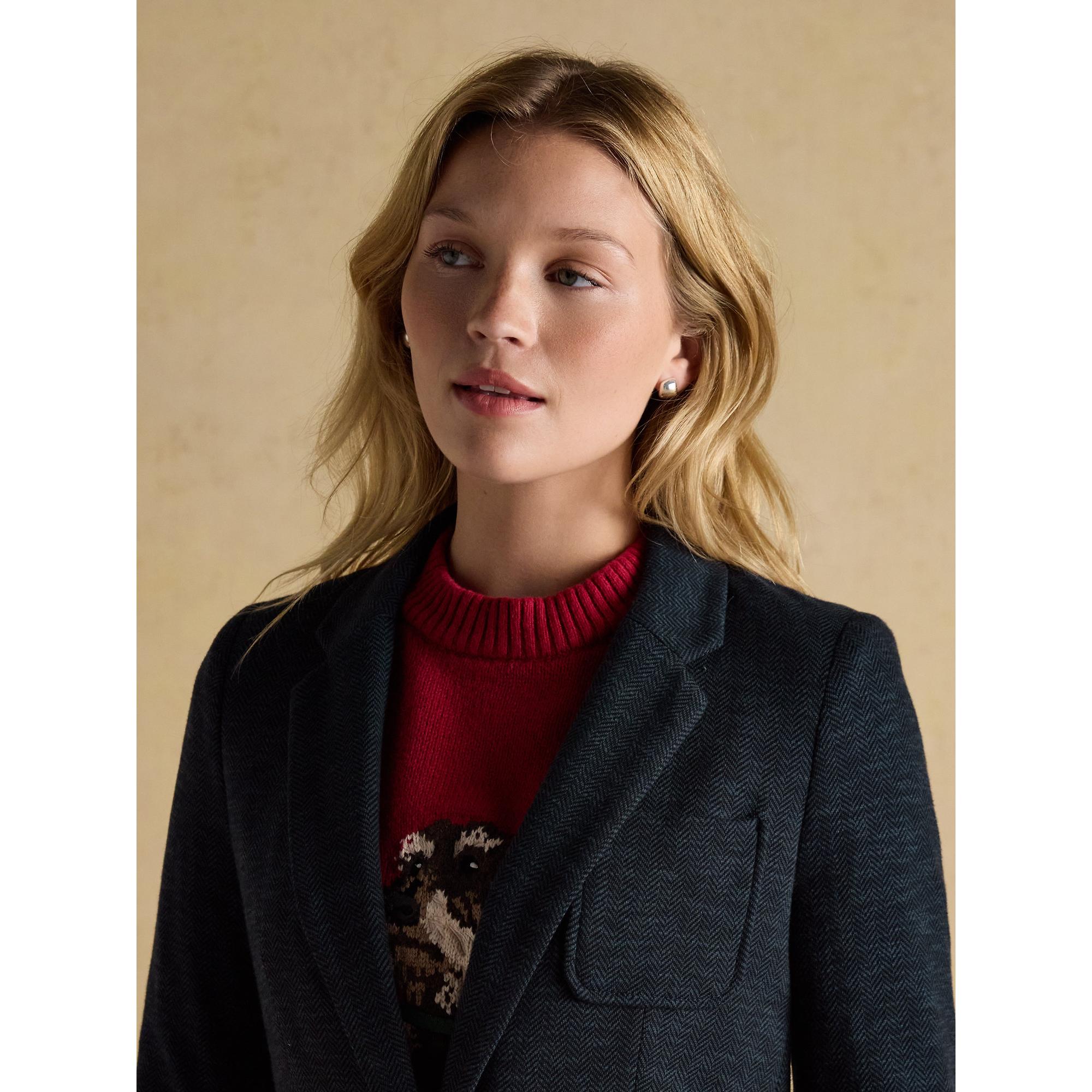 Product image 9 of 11 of Joules Women's Albury Herringbone Jersey Tweed Blazer - Navy