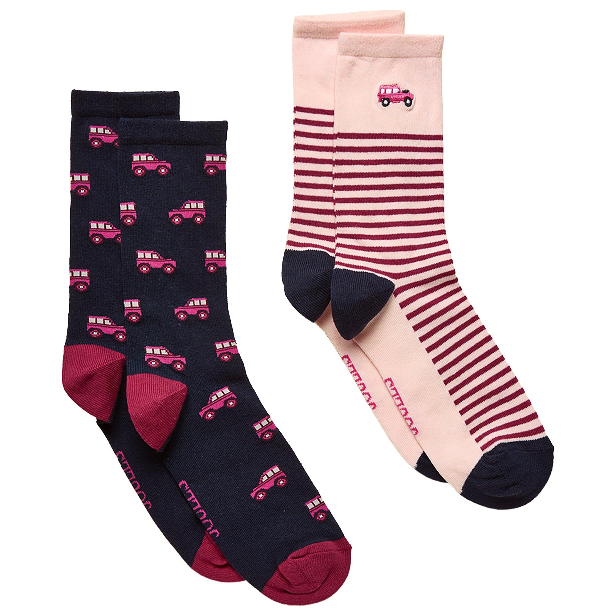 Product image 1 of 3 of Joules Women's Everyday Socks 2 Pack UK 4-8 - Navy/Pink