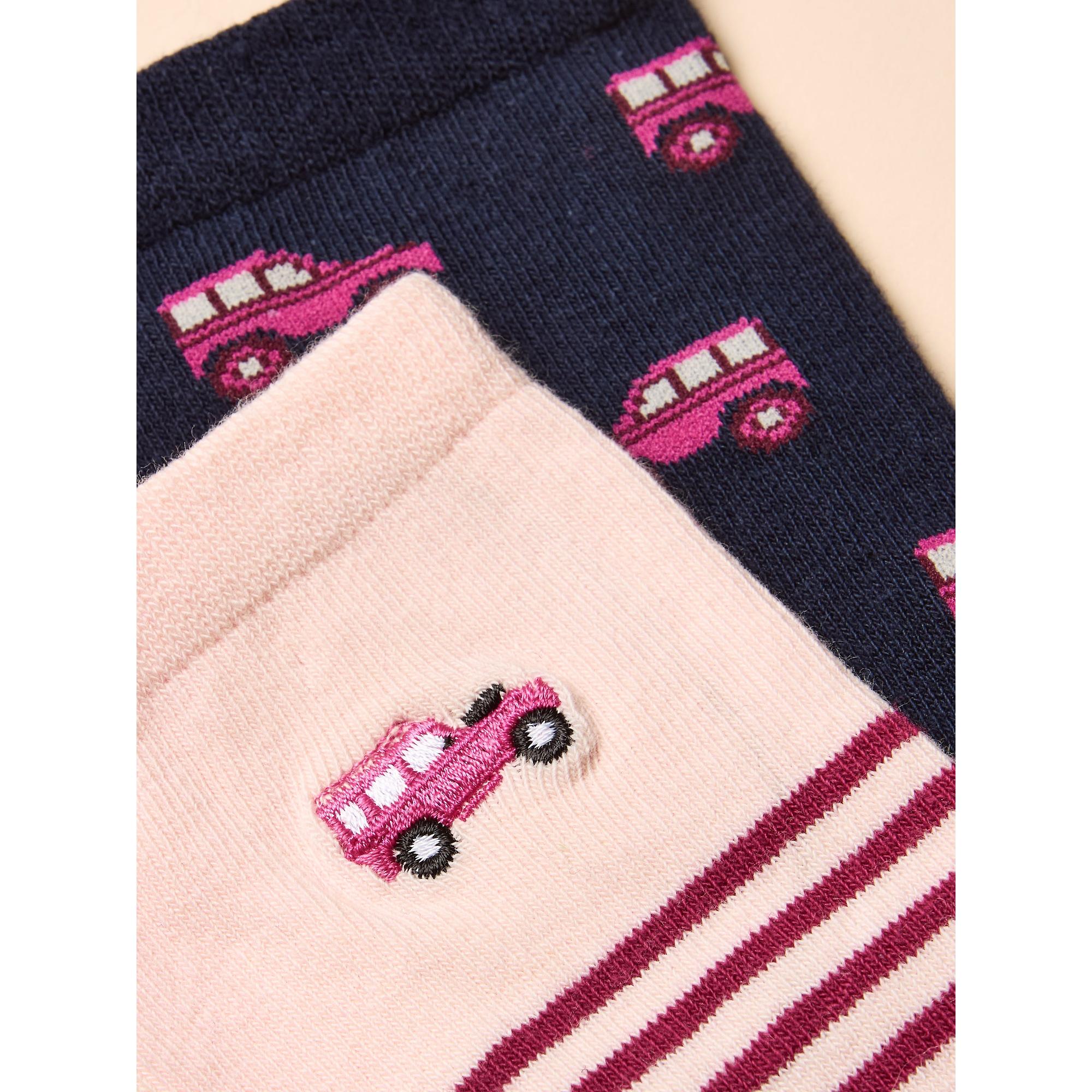Product image 2 of 3 of Joules Women's Everyday Socks 2 Pack UK 4-8 - Navy/Pink
