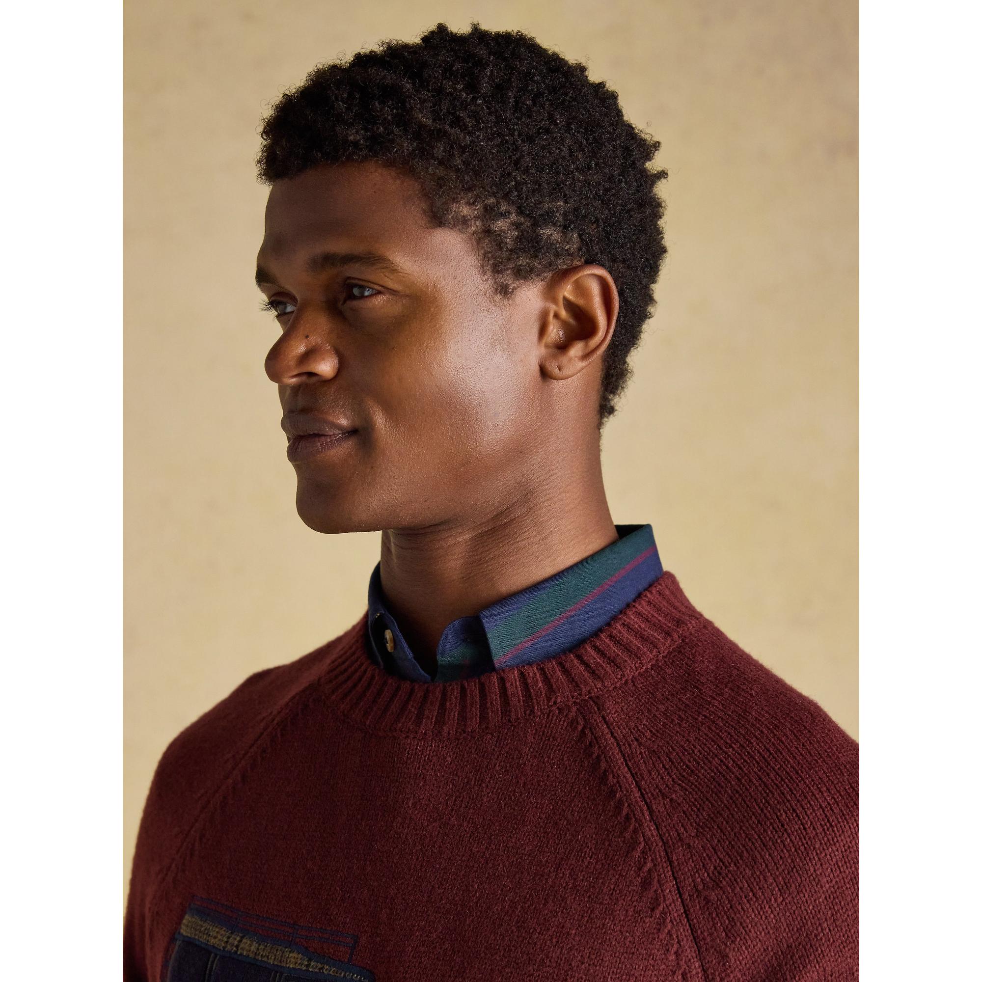 Product image 4 of 8 of Joules Men's 4x4 Intarsia Crew Neck Jumper - Burgundy Red
