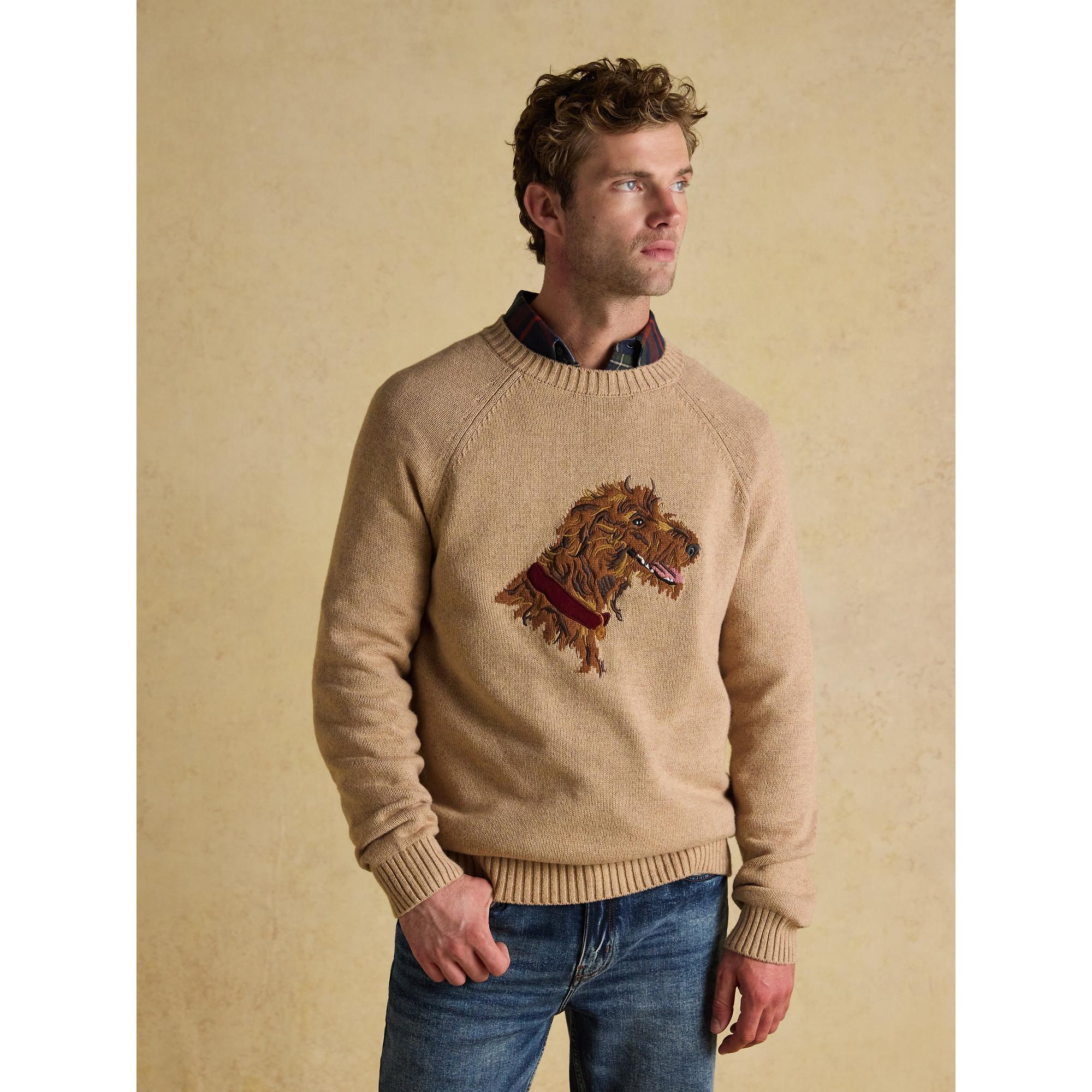 Product image 2 of 8 of Joules Men's Irish Dog Crew Neck Jumper - Beige