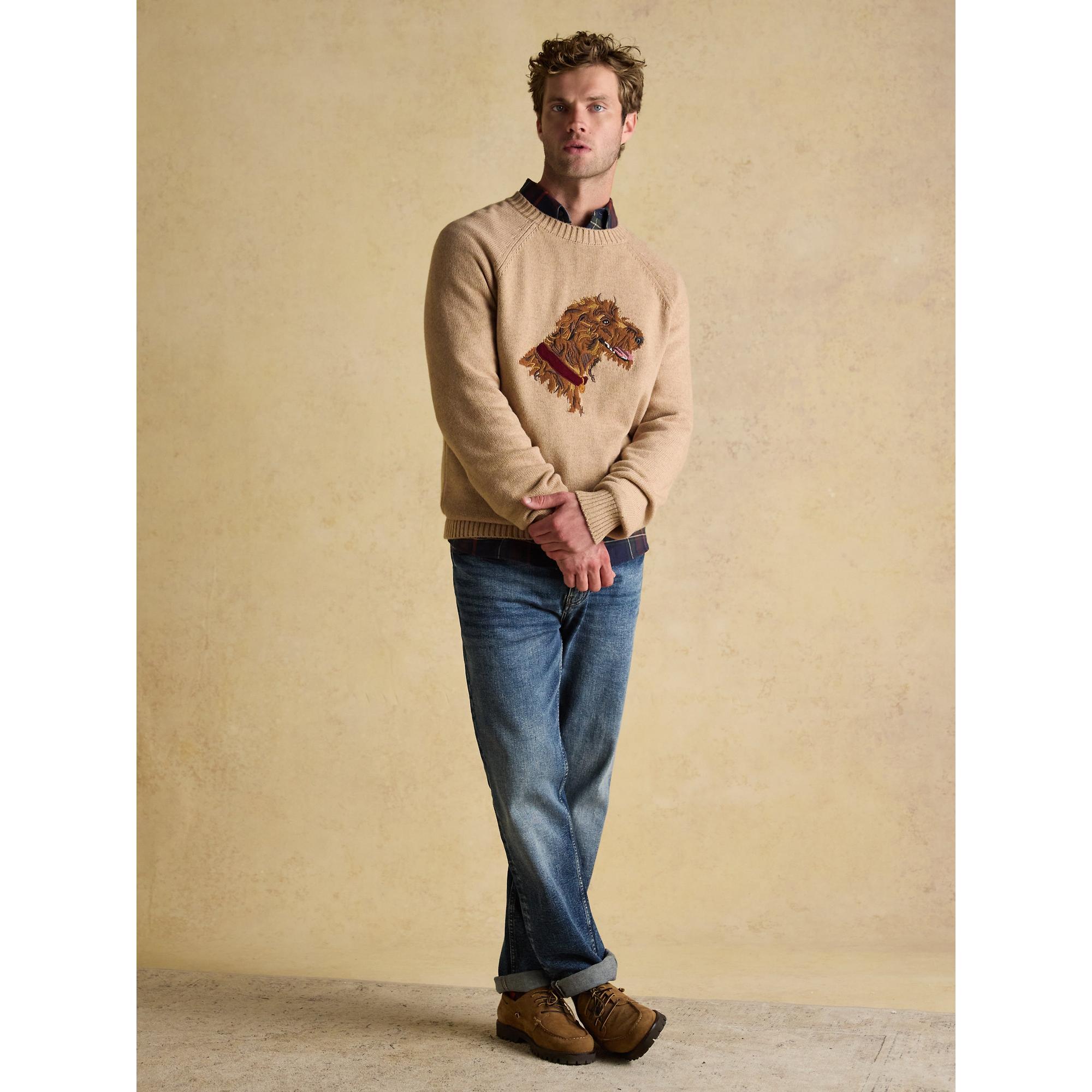 Product image 4 of 8 of Joules Men's Irish Dog Crew Neck Jumper - Beige