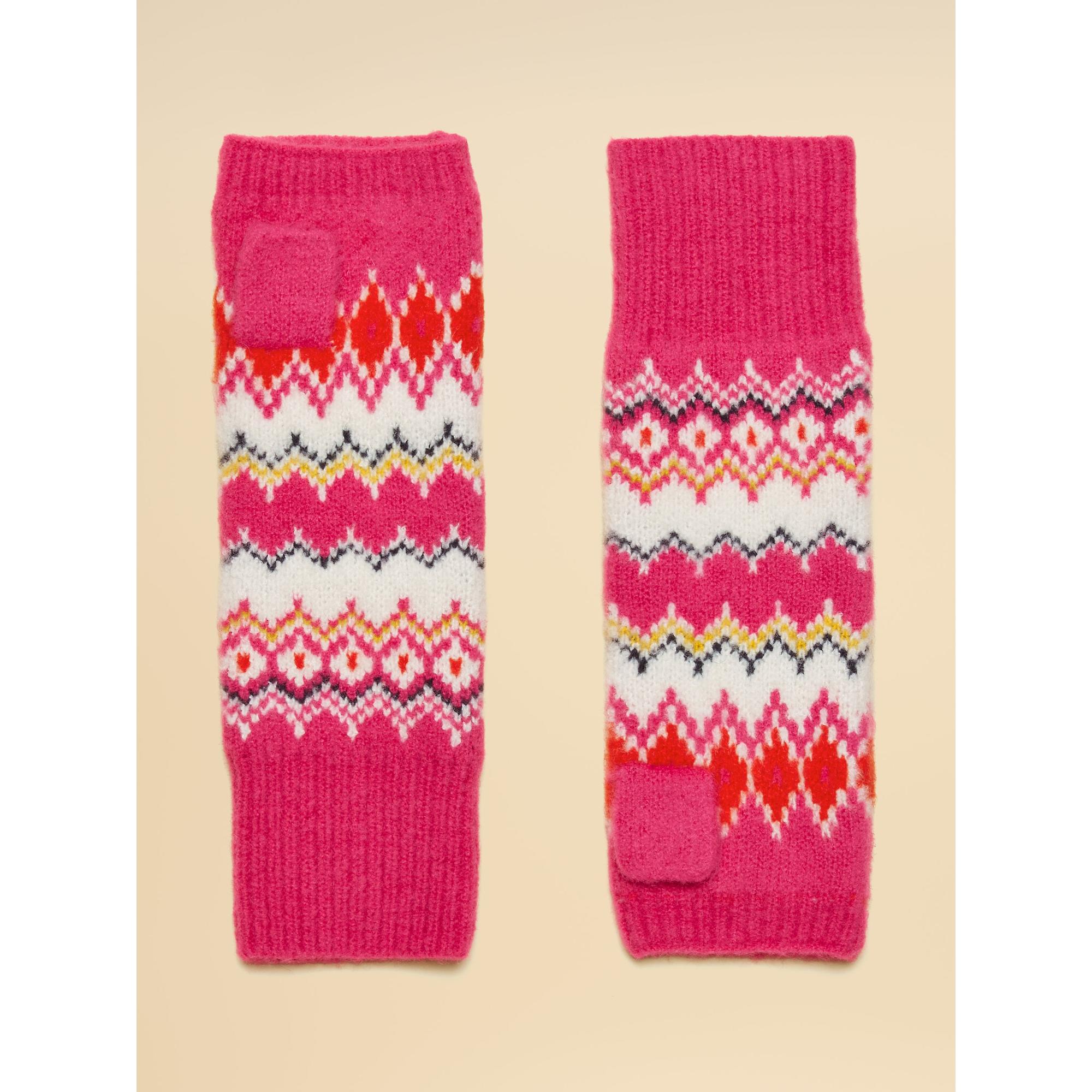 Product image 2 of 3 of Joules Women's Kara Fairisle Fingerless Gloves - Pink