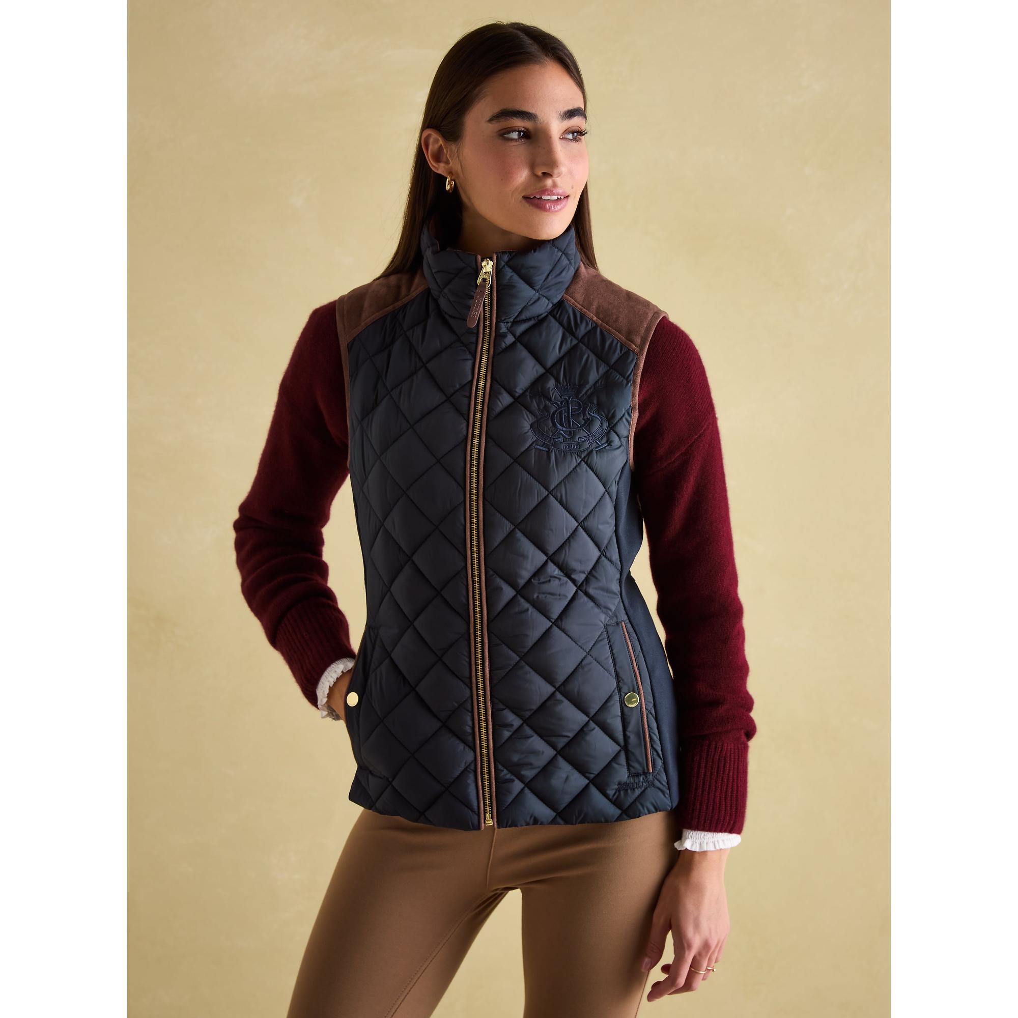 Product image 2 of 8 of Joules Women's Braemar Luxe Showerproof Diamond Quilted Gilet - Navy