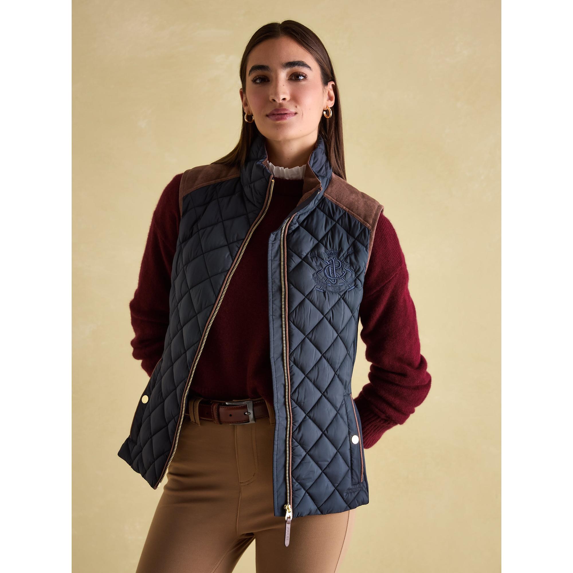 Product image 9 of 13 of Joules Women's Braemar Luxe Showerproof Diamond Quilted Gilet - Navy