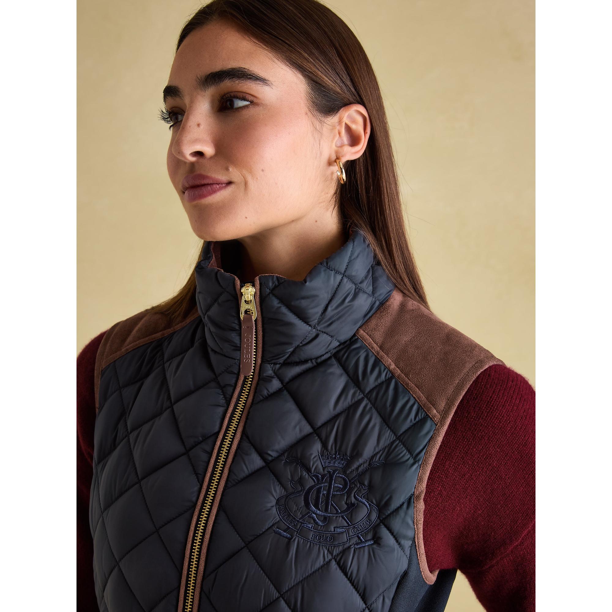 Product image 11 of 13 of Joules Women's Braemar Luxe Showerproof Diamond Quilted Gilet - Navy