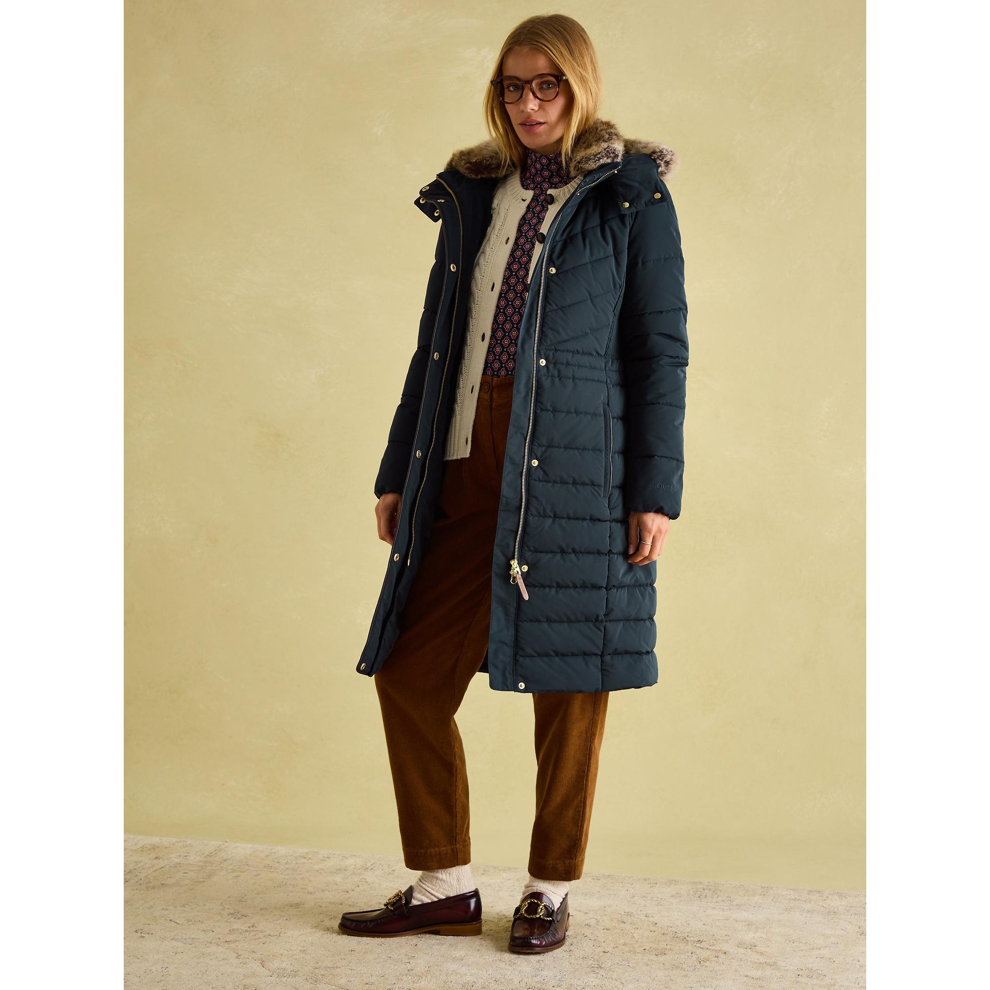 Product image 7 of 8 of Joules Women's Cherington Showerproof Longline Padded Coat - Navy