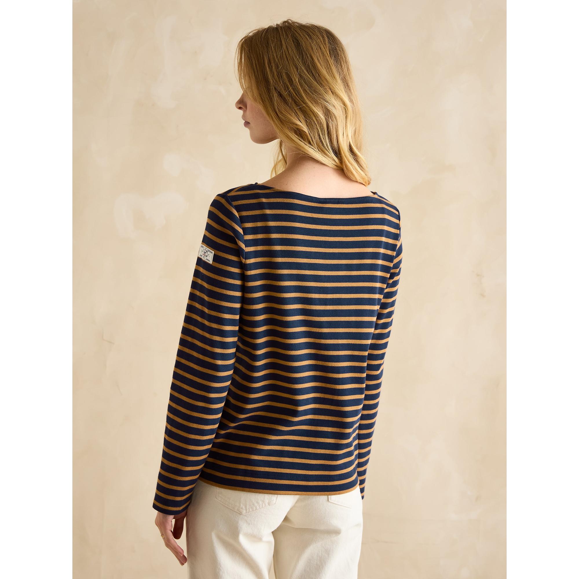 Product image 3 of 6 of Joules Women's Harbour Boat Neck Long Sleeve Breton Stripe Top - Navy & Tan