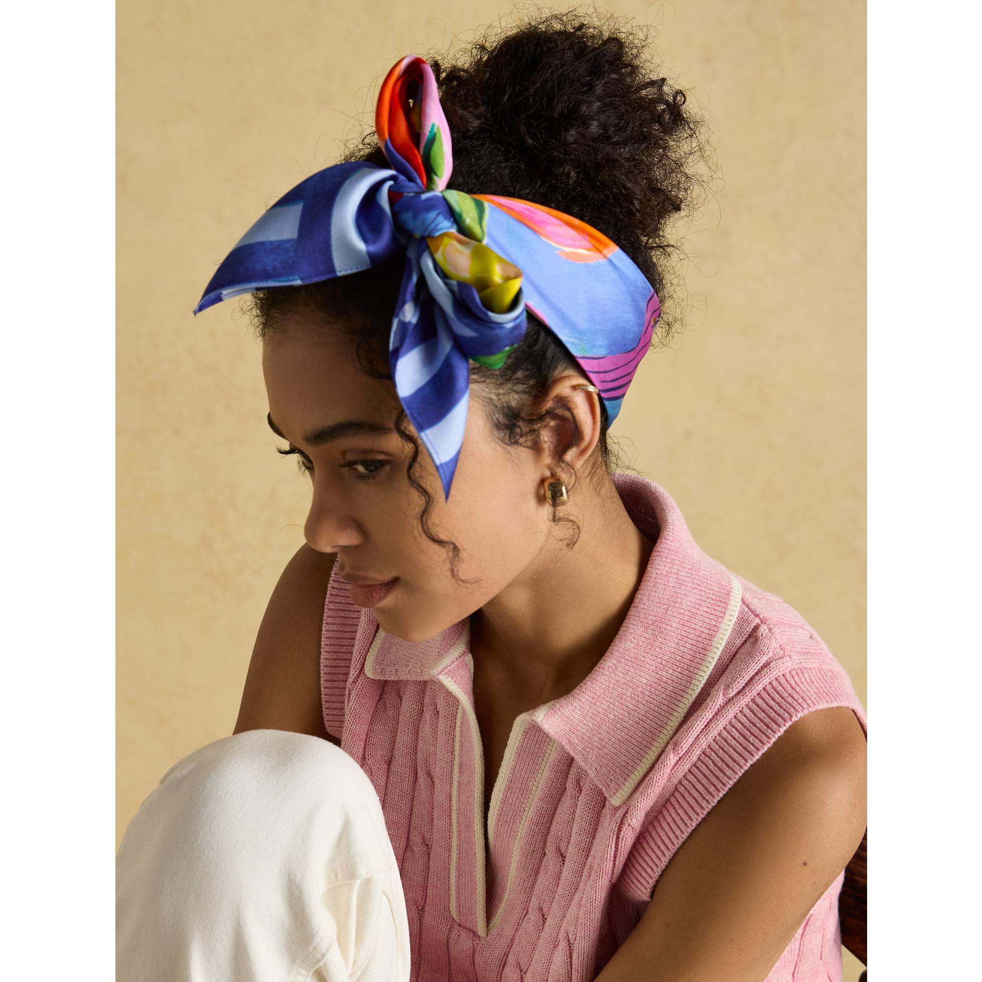 Product image 5 of 7 of Joules Women's Bloomfield Silk Scarf - Blue