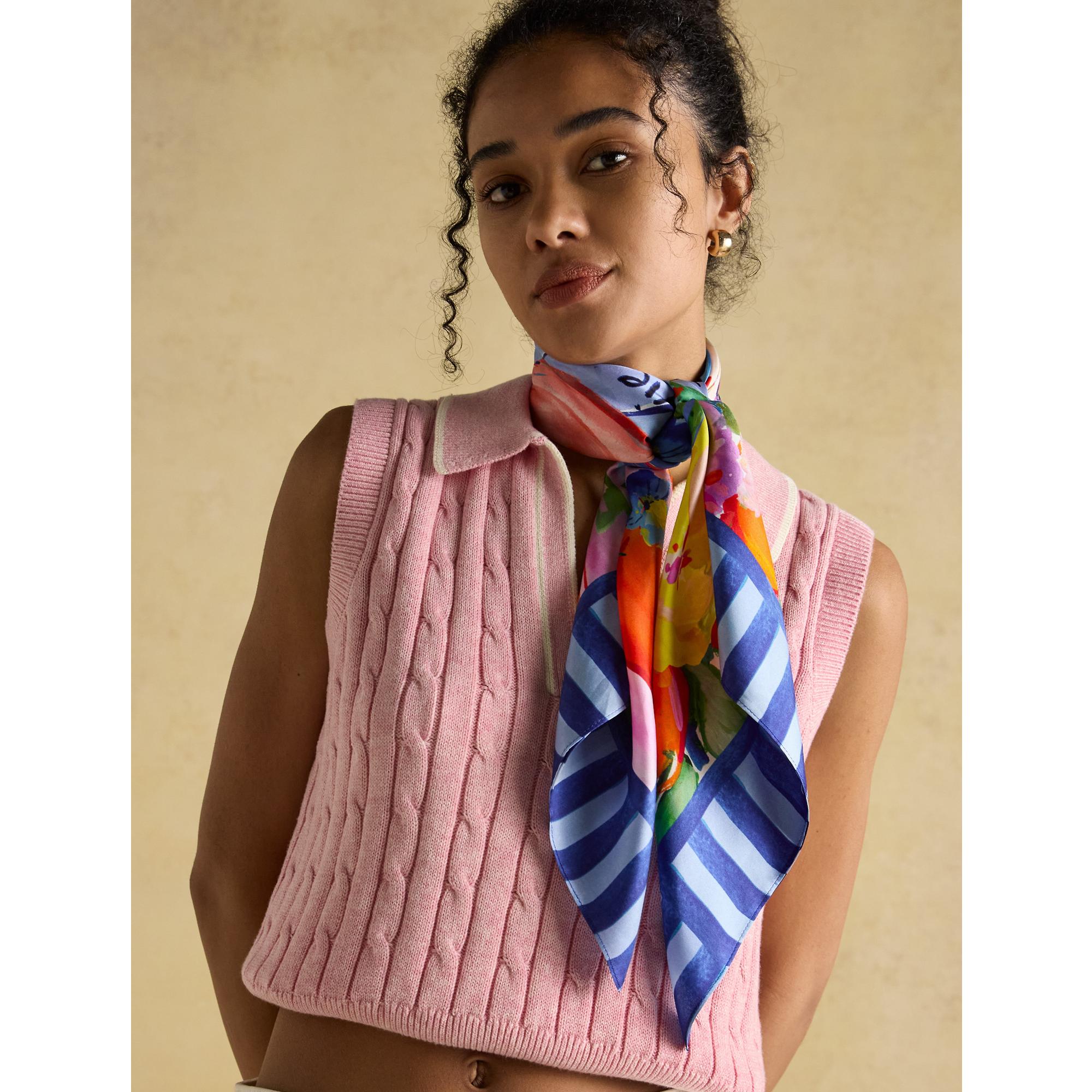 Product image 6 of 7 of Joules Women's Bloomfield Silk Scarf - Blue