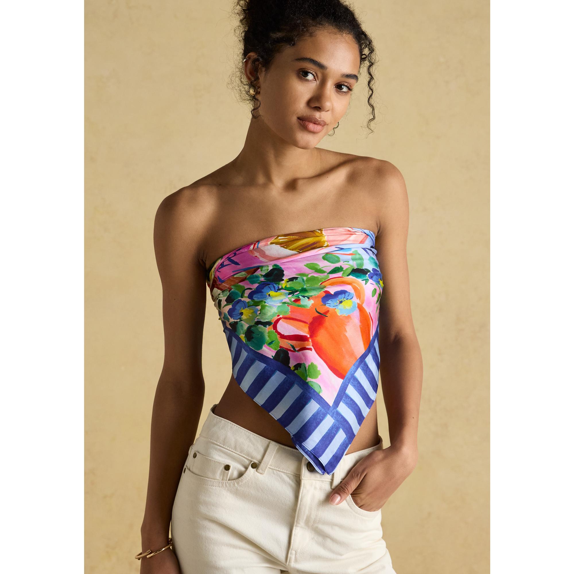 Product image 7 of 7 of Joules Women's Bloomfield Silk Scarf - Blue