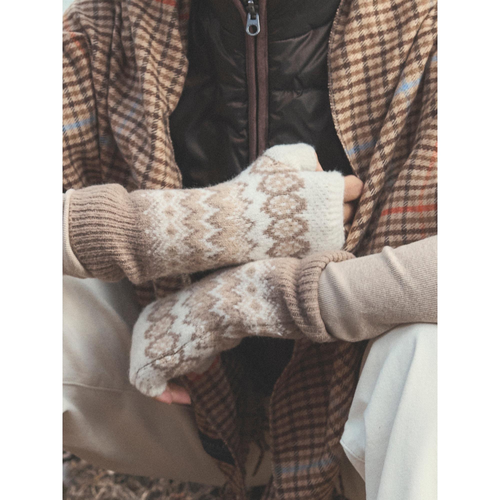 Product image 2 of 3 of Joules Women's Kara Fairisle Fingerless Gloves - Neutral