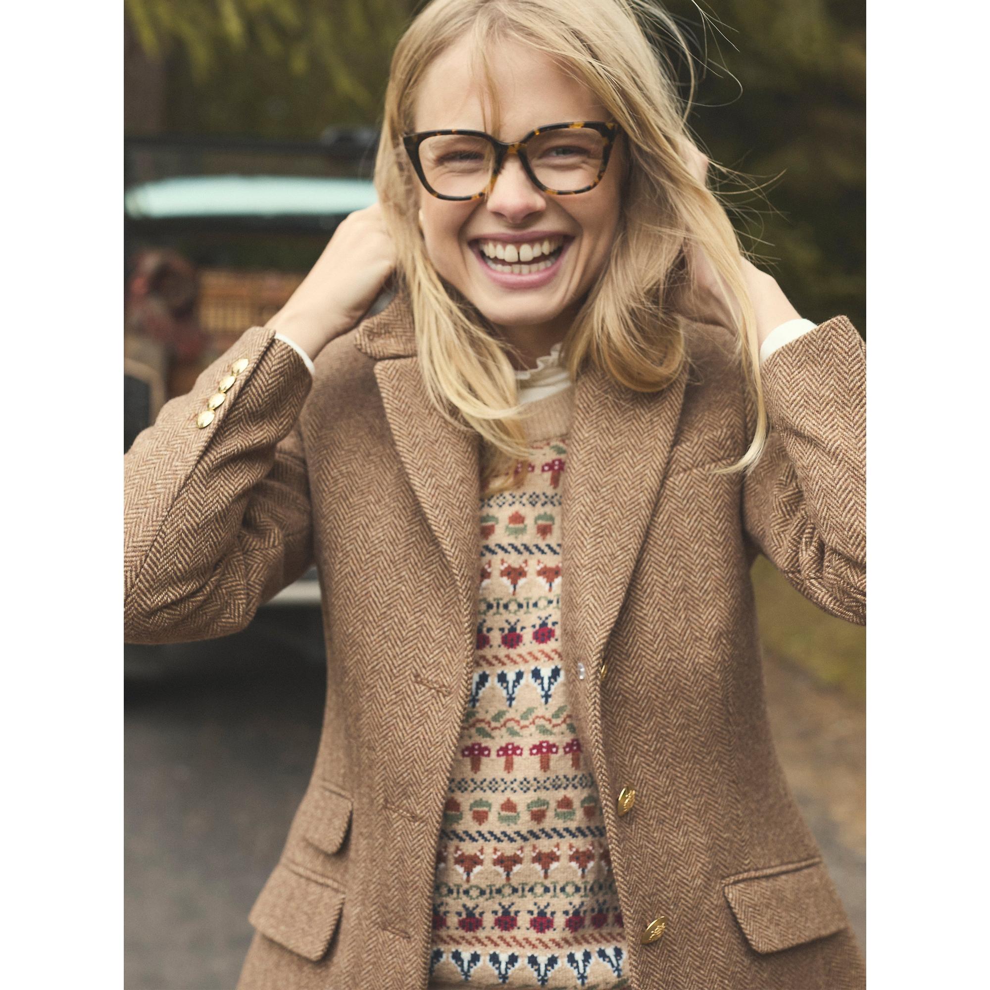 Product image 3 of 16 of Joules Women's Canterly Formal Tweed Suit Blazer - Brown Herringbone