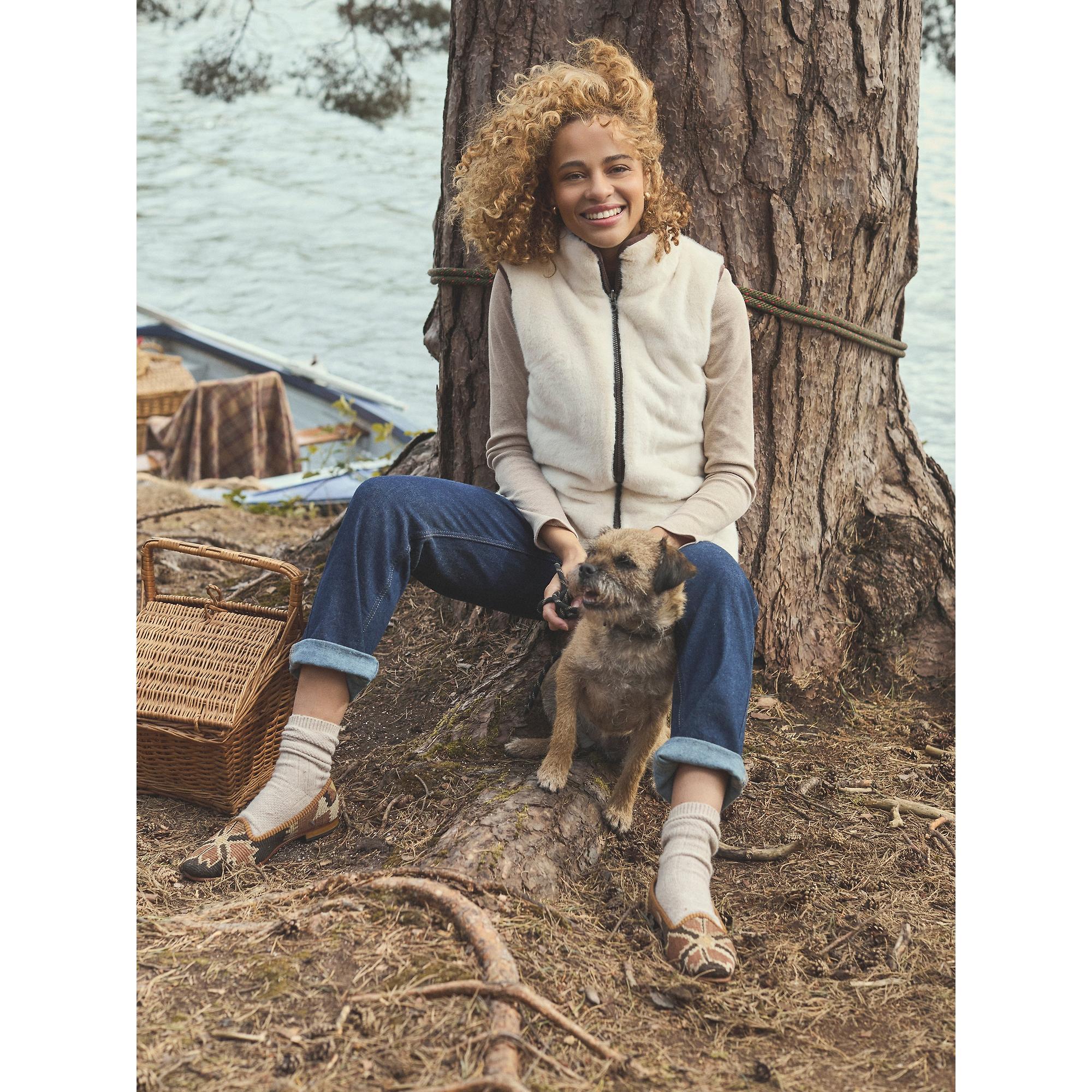 Product image 8 of 10 of Joules Women's Reversible Faux Fur Padded Gilet - Brown/Cream