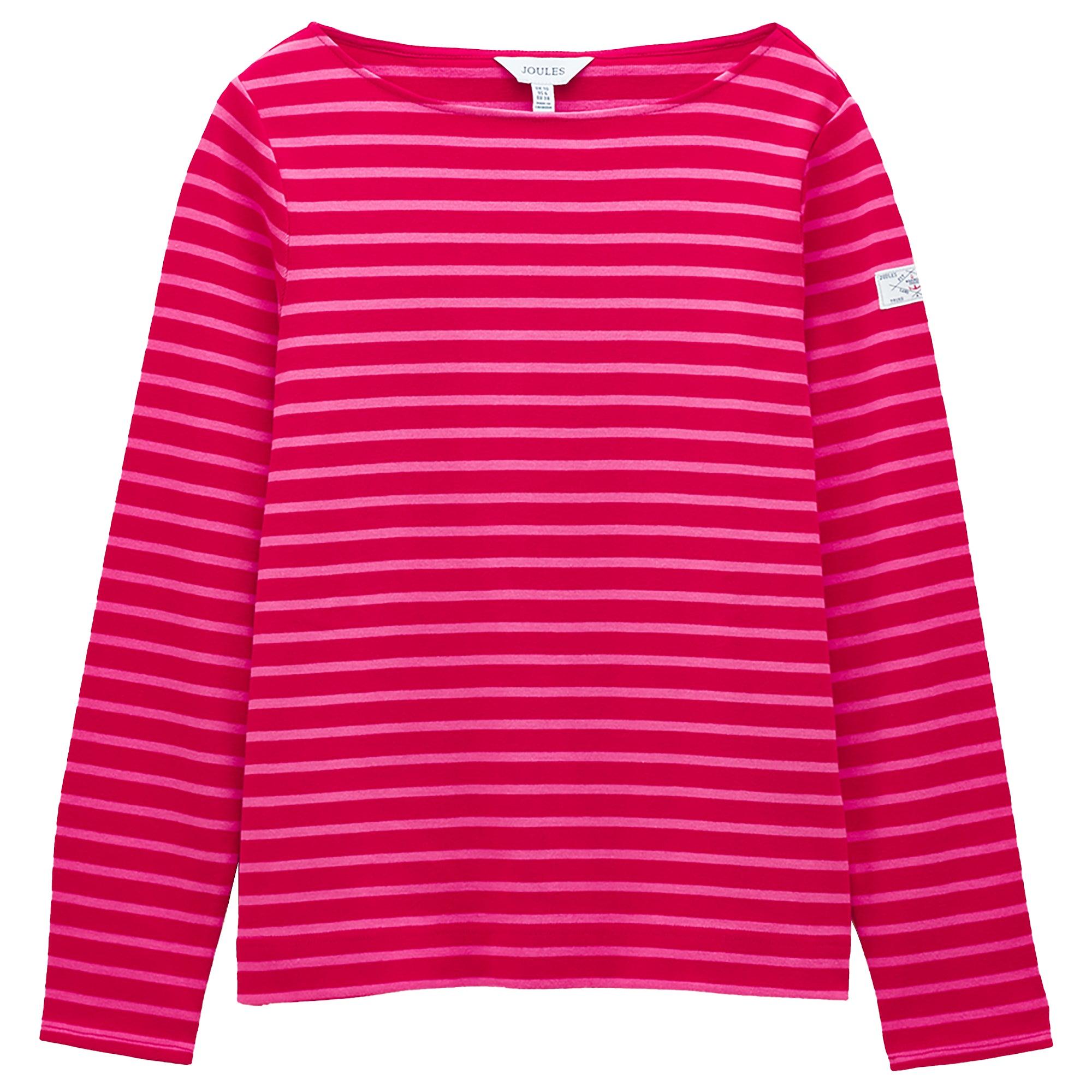 Product image 1 of 7 of Joules Women's Harbour Boat Neck Long Sleeve Breton Stripe Top - Red/Pink
