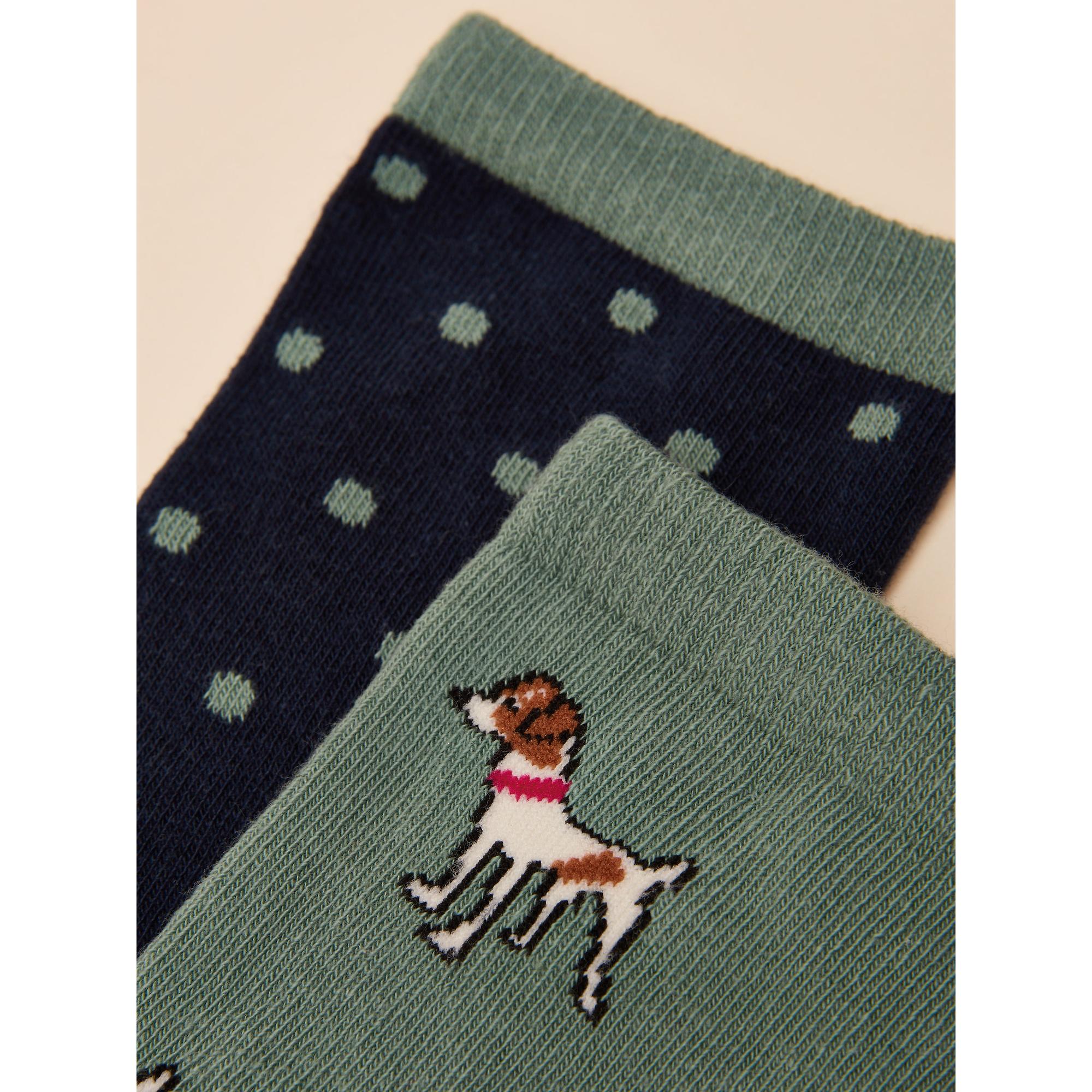 Product image 3 of 3 of Joules Women's Everyday Socks 2 Pack UK 4-8 - Green/Blue