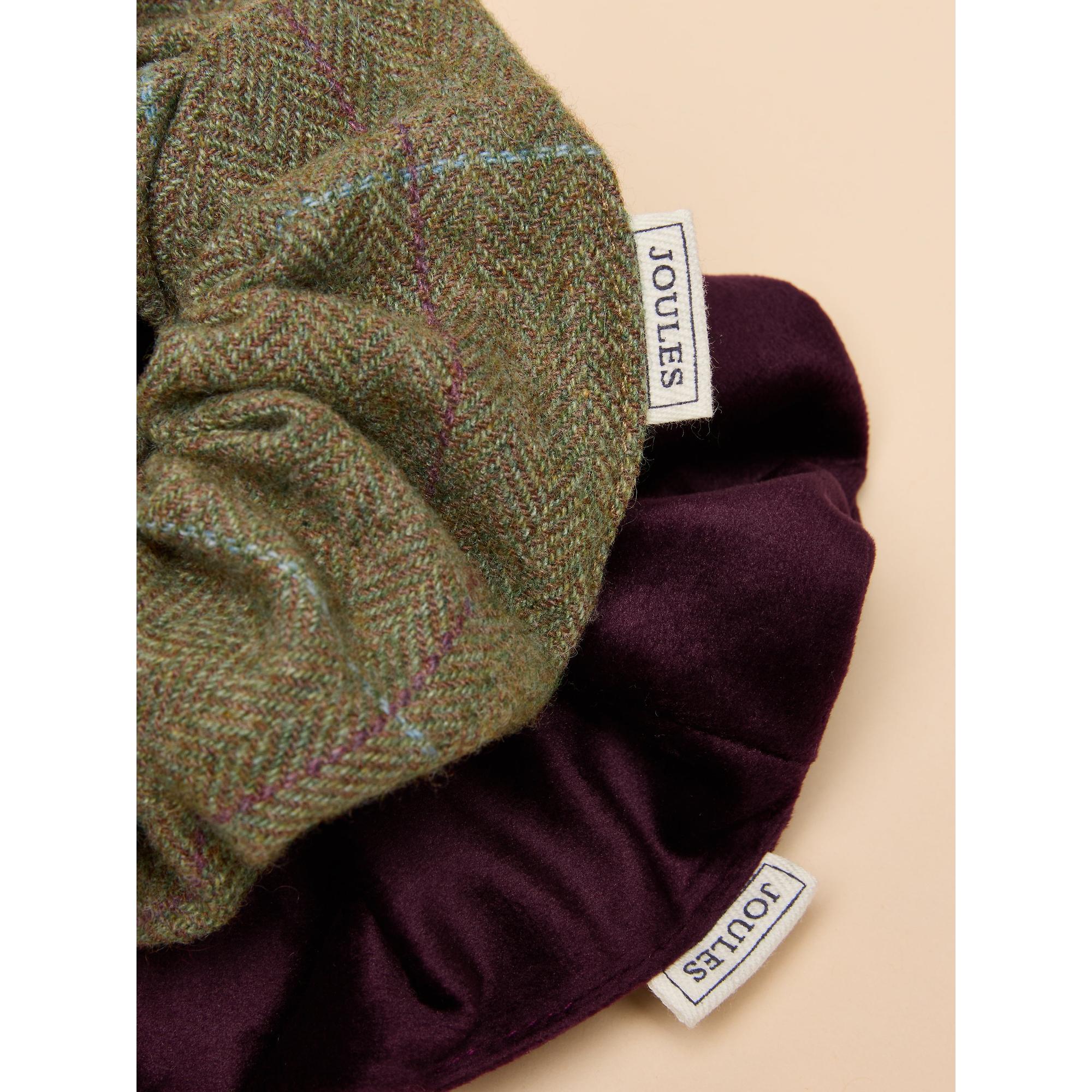 Product image 3 of 3 of Joules Women's Annika Tweed Scrunchie 2 Pack - Green