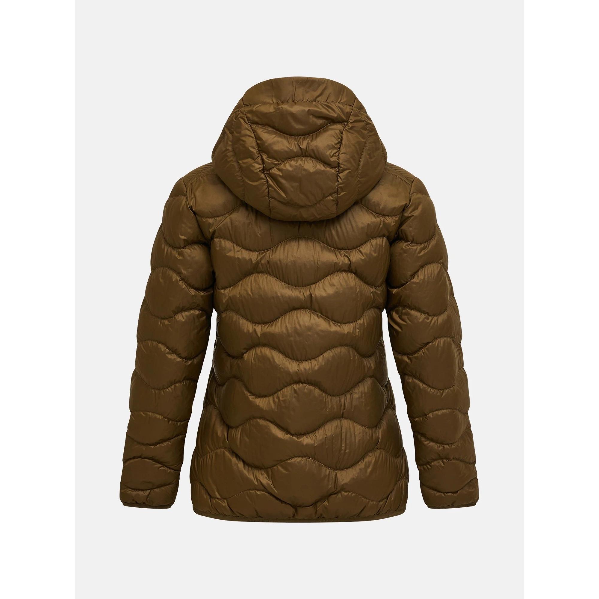 Product image 8 of 9 of Peak Performance Women's Helium Down Hooded Jacket - Meadow Moss/Sierra Sand