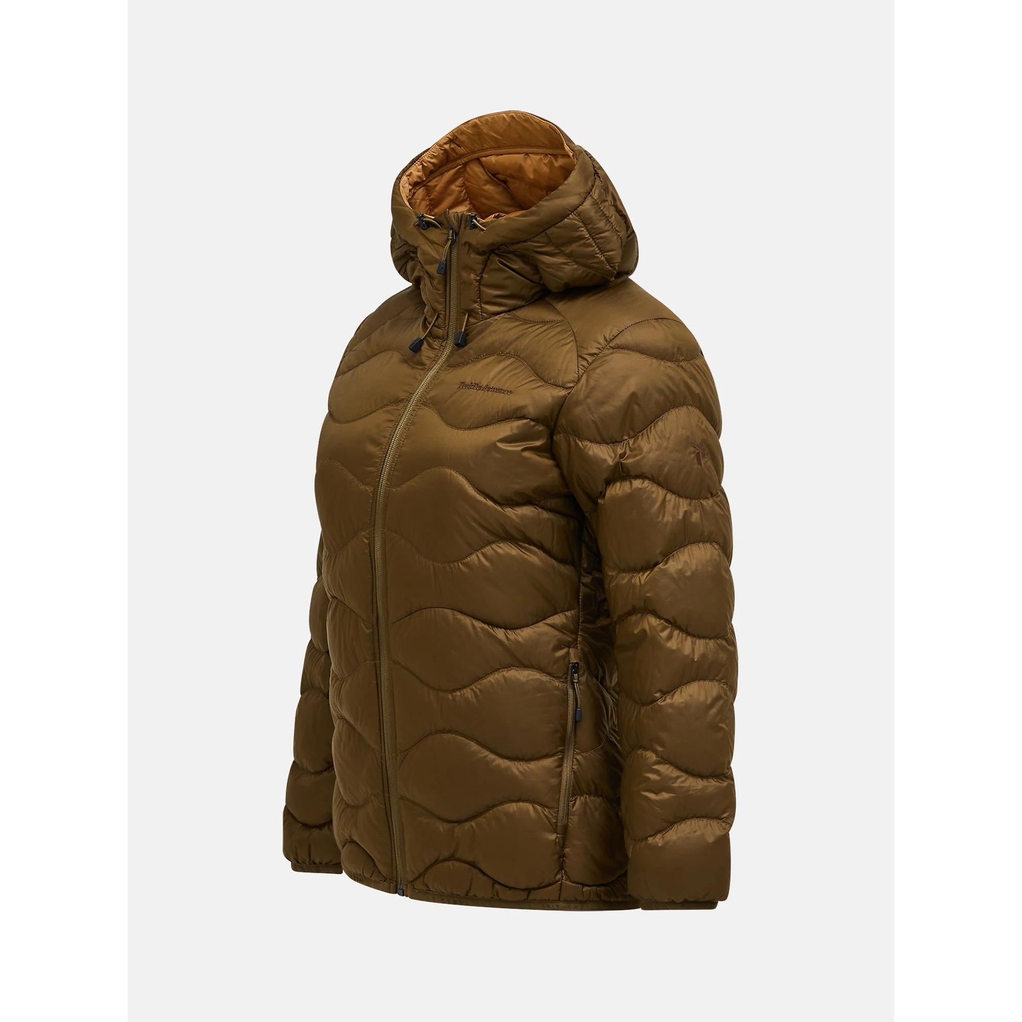 Product image 7 of 9 of Peak Performance Women's Helium Down Hooded Jacket - Meadow Moss/Sierra Sand