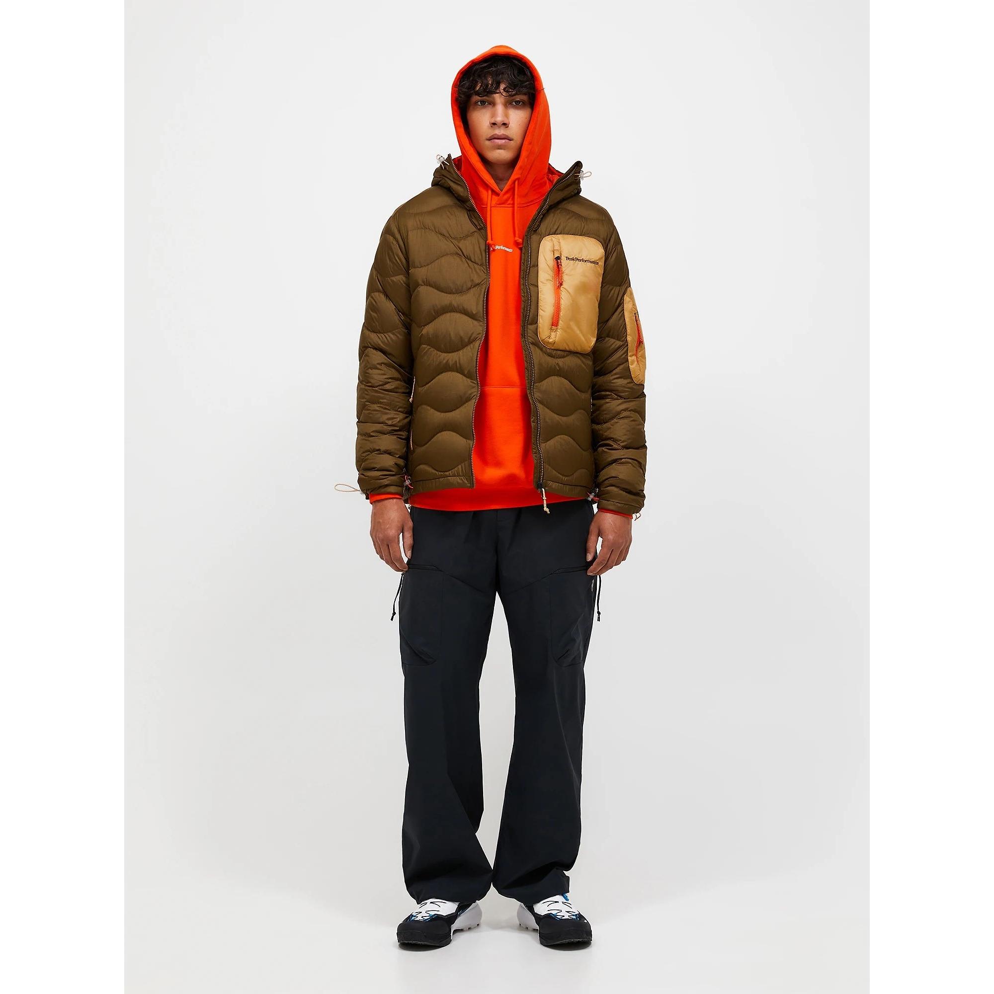 Product image 3 of 10 of Peak Performance Men's Helium Utility Down Hooded Jacket - Meadow Moss / Sierra Sand