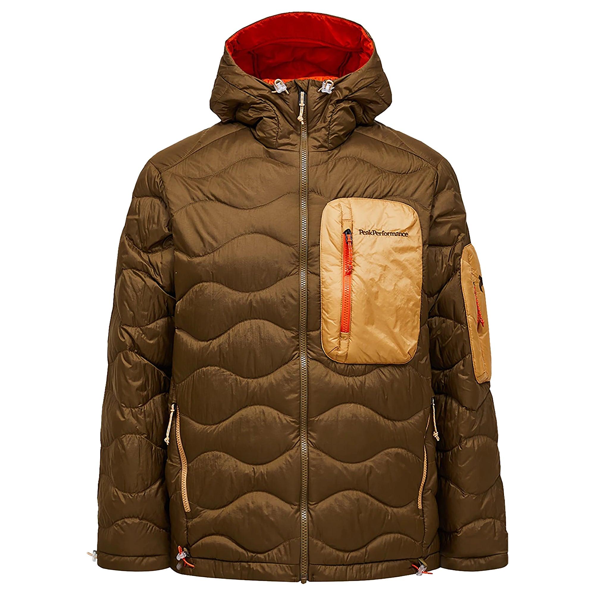 Product image 1 of 10 of Peak Performance Men's Helium Utility Down Hooded Jacket - Meadow Moss / Sierra Sand