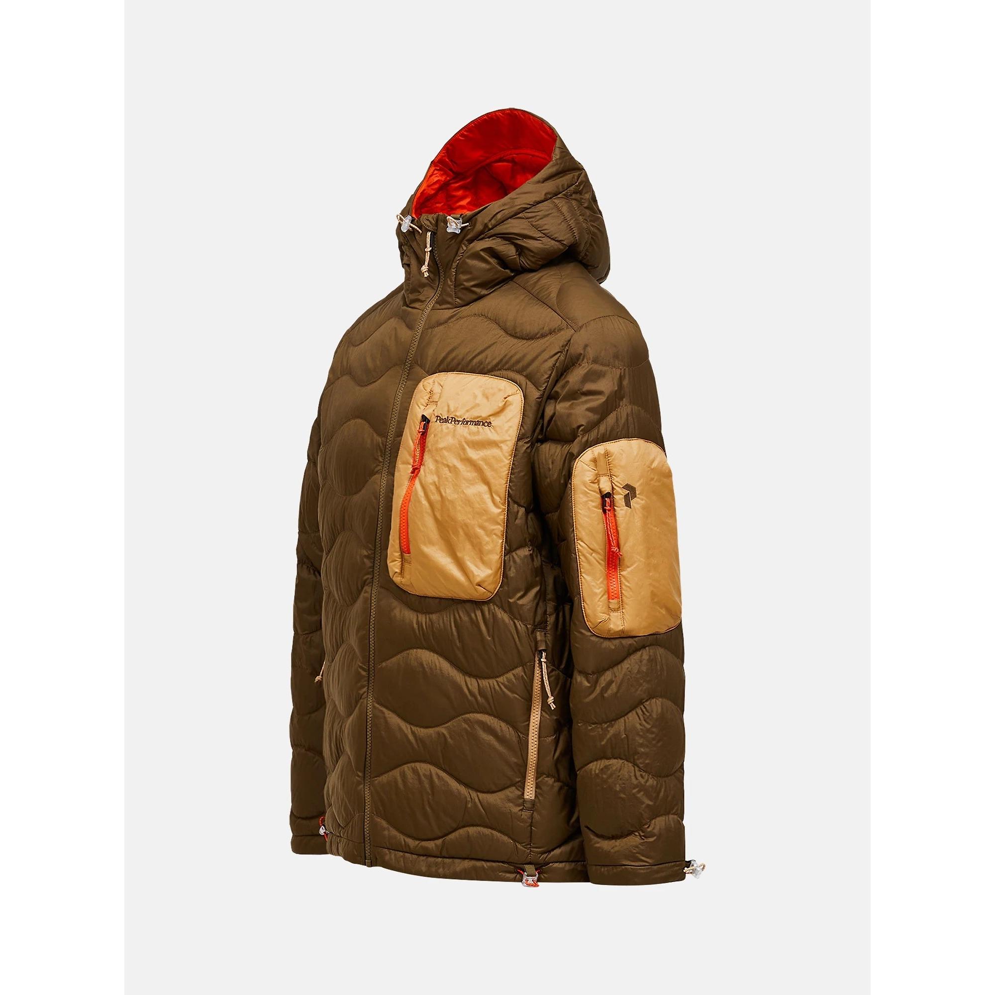 Product image 8 of 10 of Peak Performance Men's Helium Utility Down Hooded Jacket - Meadow Moss / Sierra Sand