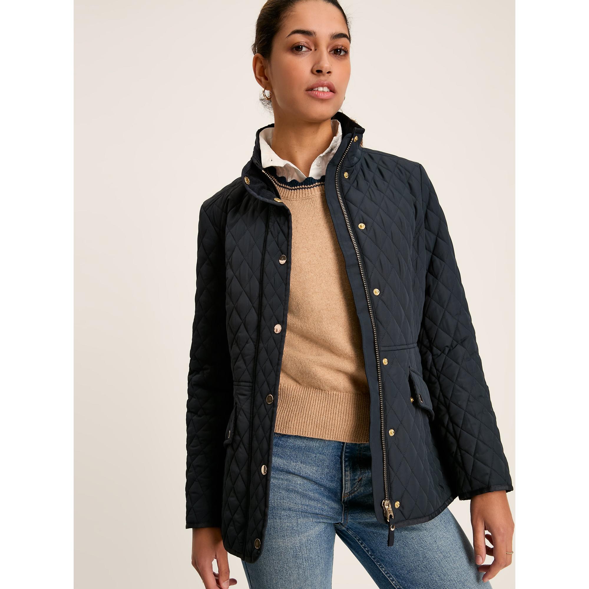 Product image 3 of 7 of Joules Women's Allendale Showerproof Diamond Quilted Coat - Navy Blue