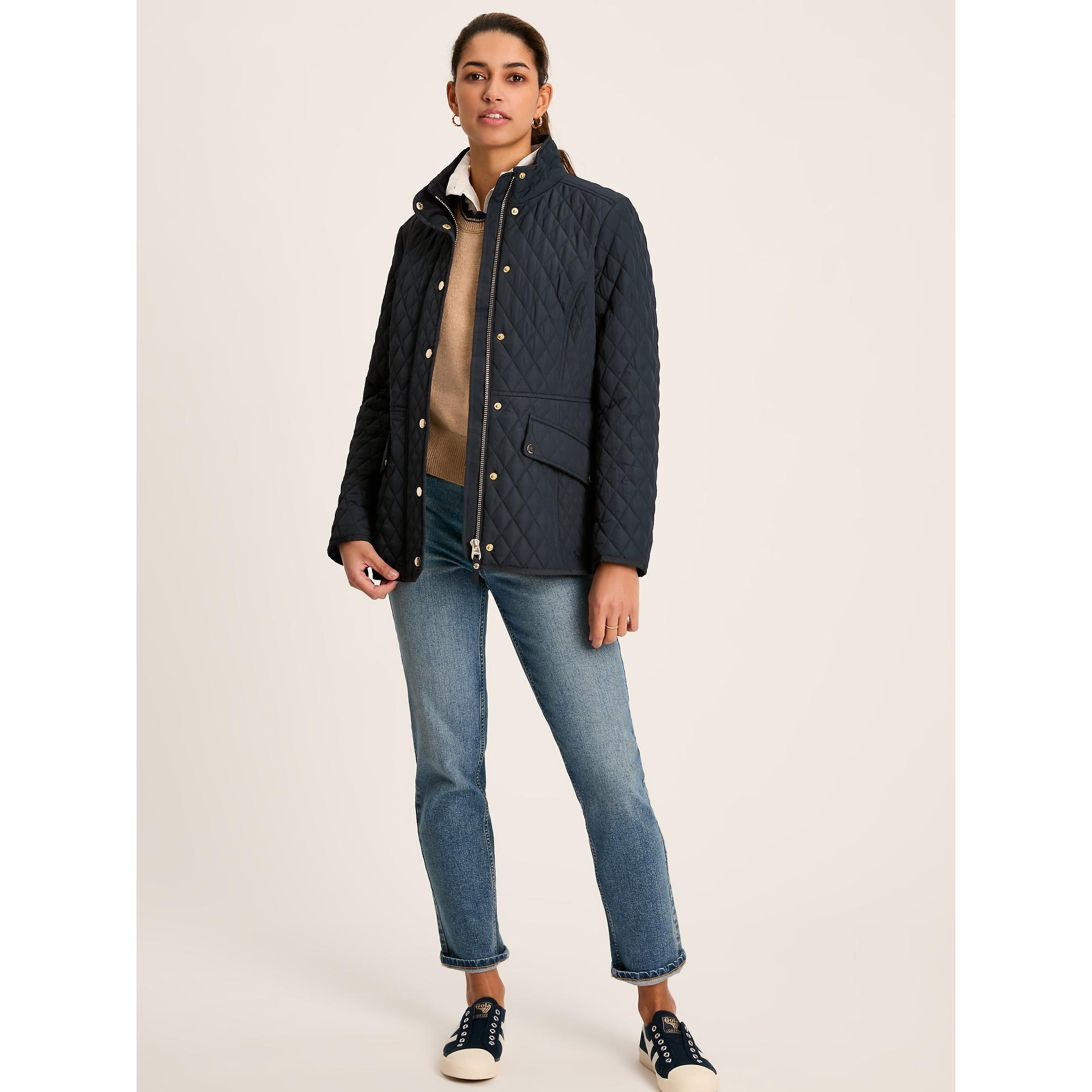 Product image 2 of 7 of Joules Women's Allendale Showerproof Diamond Quilted Coat - Navy Blue