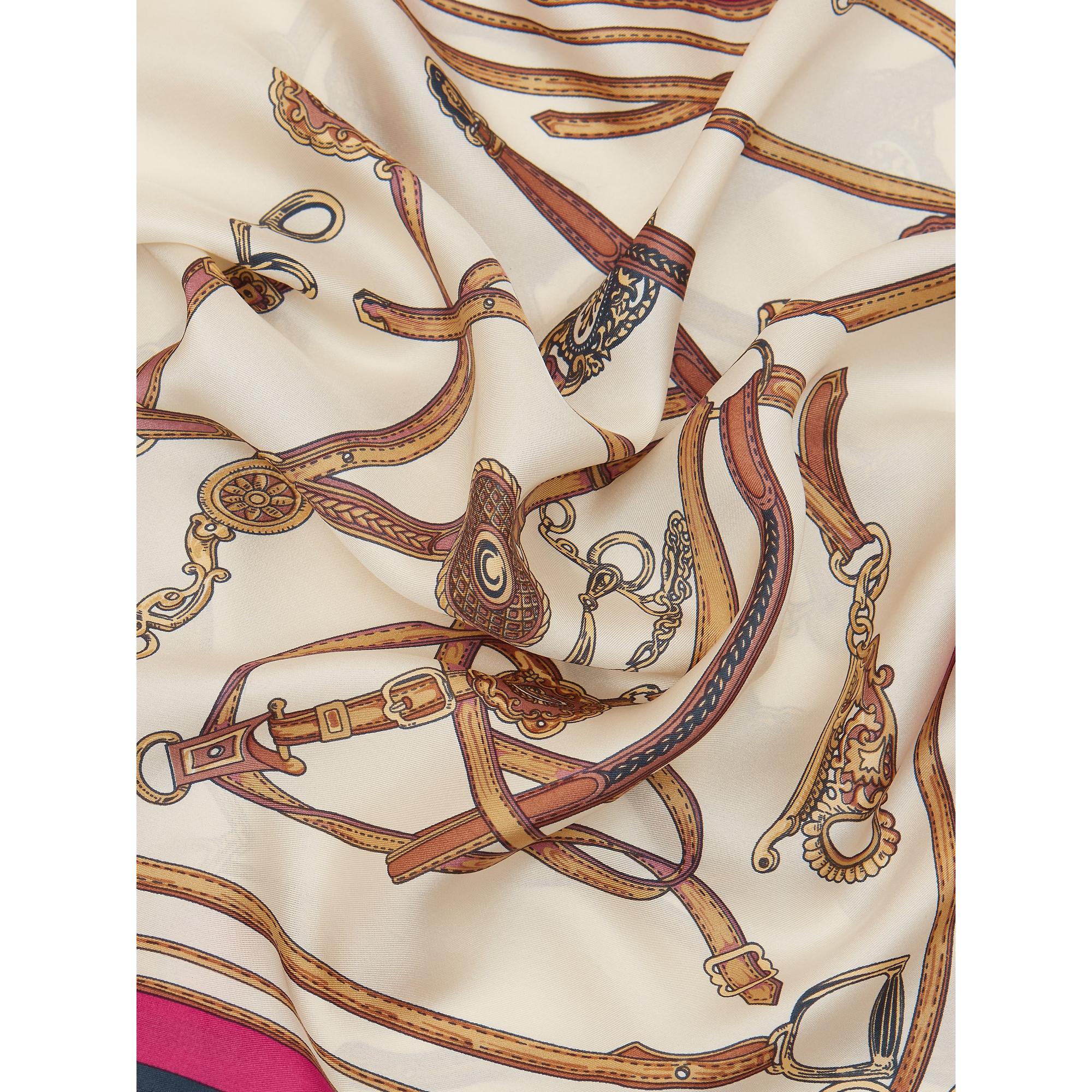 Product image 3 of 6 of Joules Women's Windsor Long Silk Scarf - Berry/Ecru