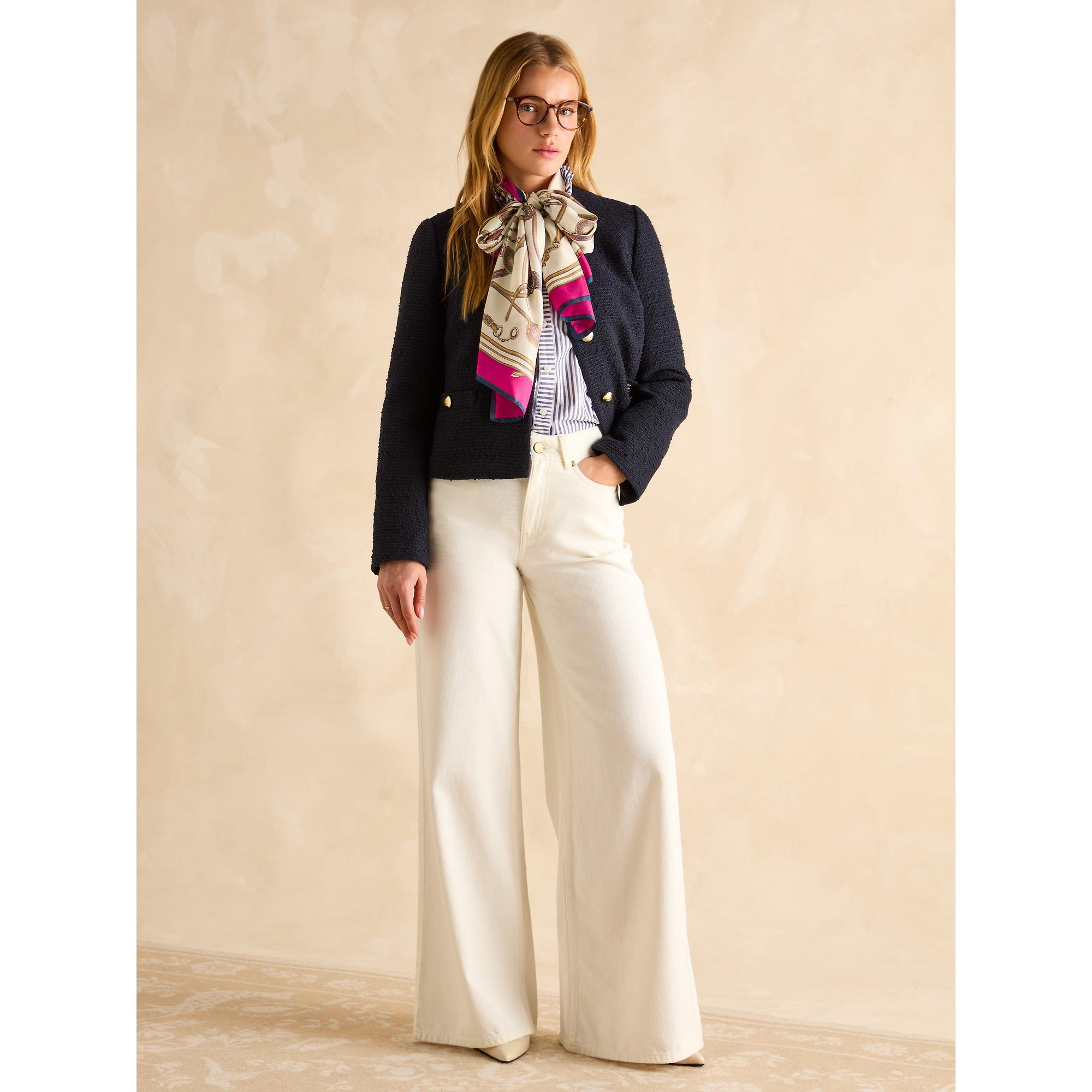 Product image 4 of 6 of Joules Women's Windsor Long Silk Scarf - Berry/Ecru