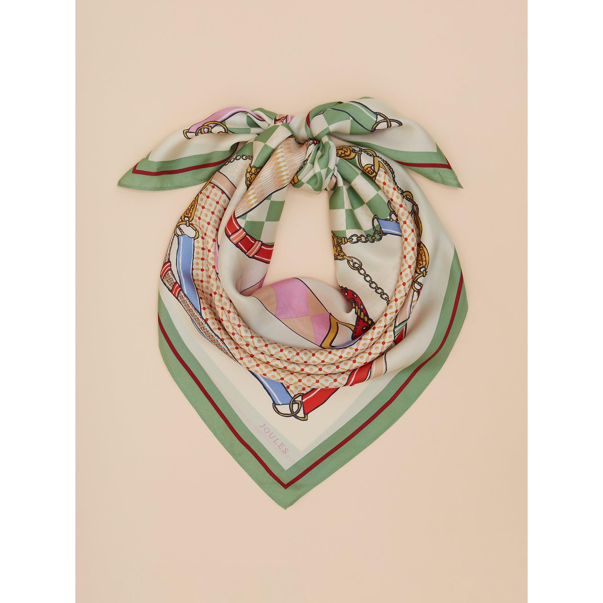 Product image 2 of 6 of Joules Women's Bloomfield Silk Scarf - Green/Ecru