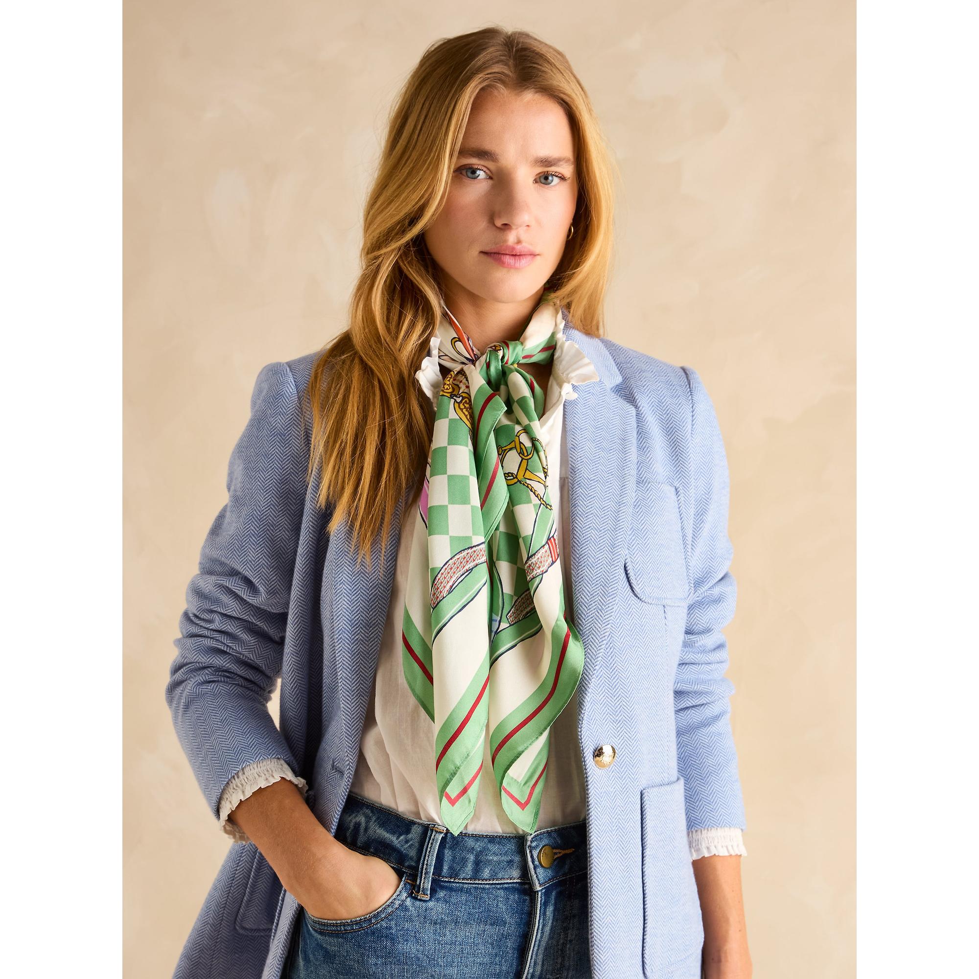 Product image 4 of 6 of Joules Women's Bloomfield Silk Scarf - Green/Ecru